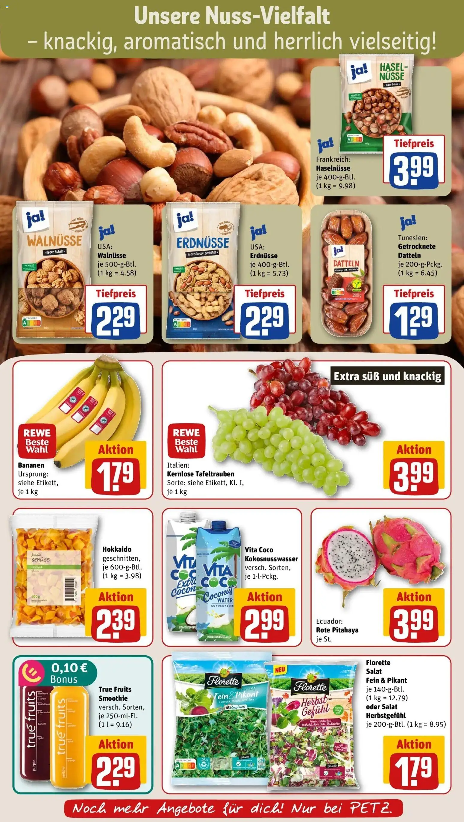 REWE Prospekt ab 26.10.2026 zum Blättern » Angebote | Seite: 8 | Produkte: Walnüsse, Bananen, Gemüse, Nüsse