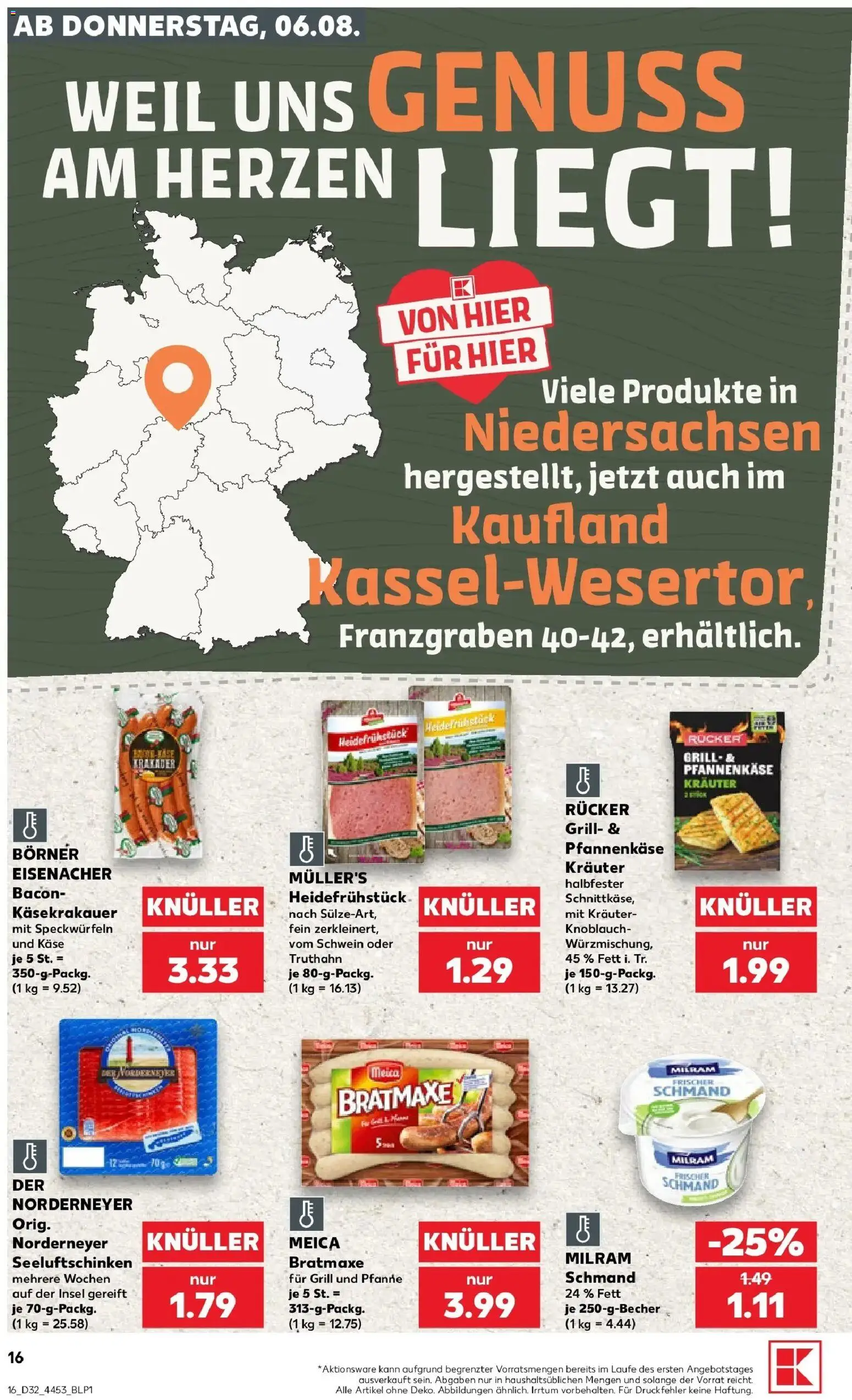 Prospekt Kaufland ab 06.08.2026 » Angebote Online zum Blättern | Seite: 16 | Produkte: Grill, Meica, Milram, Knoblauch