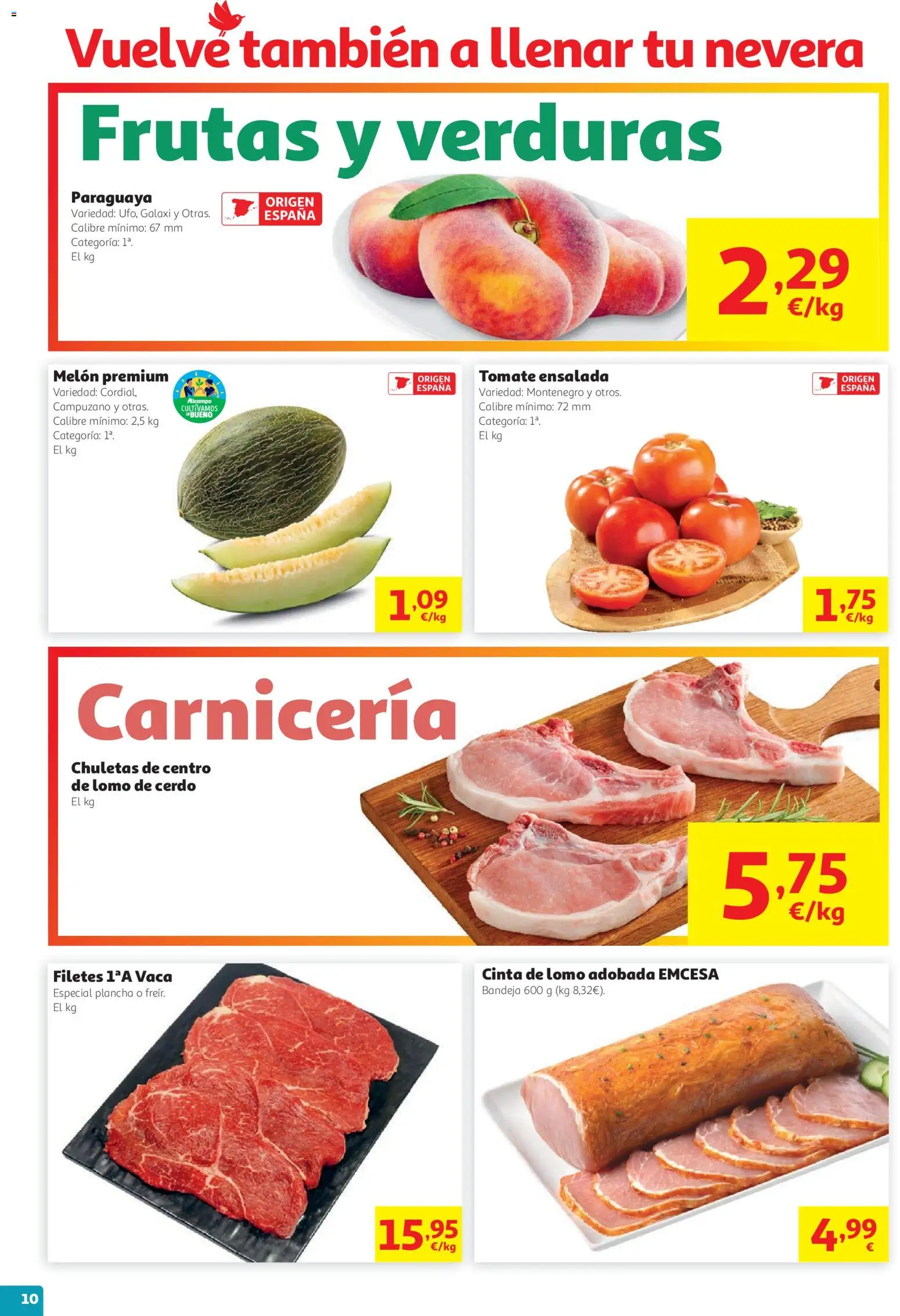 Alcampo - Superstore │ válido desde el 13/08/2026 | Página: 10 | Productos: Verduras, Cerdo, Nevera, Plancha