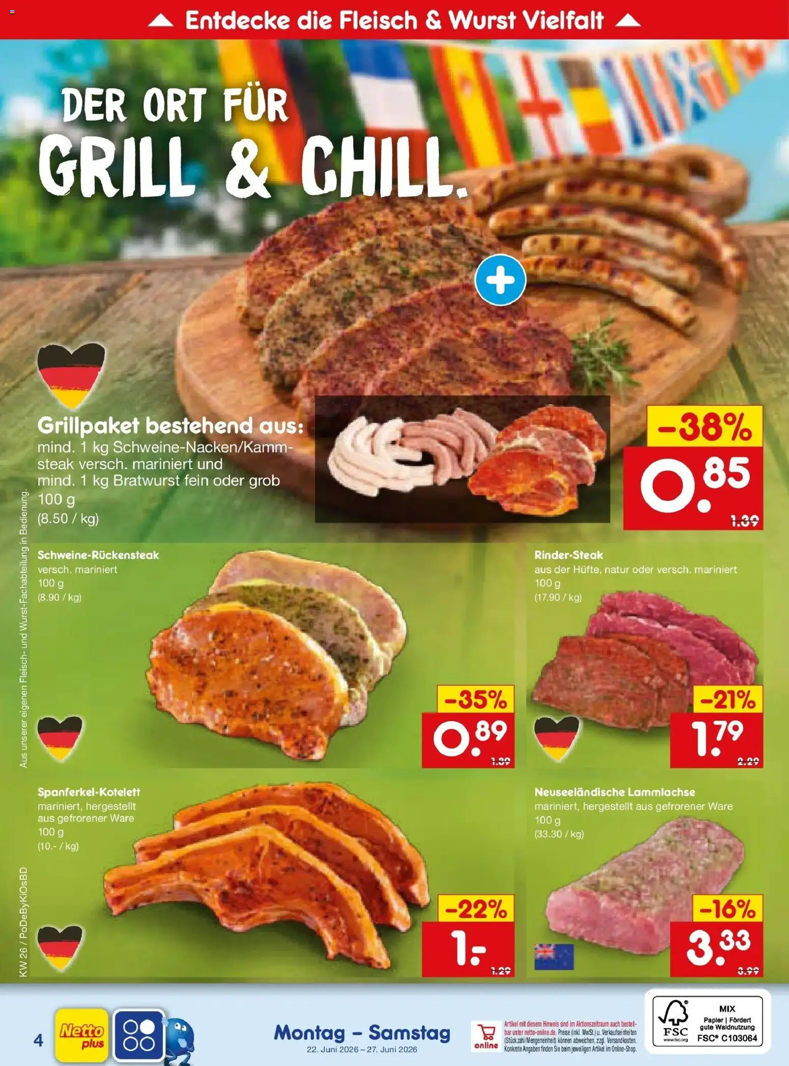 Netto Marken-Discount Prospekt Buttenwiesen – gültig ab 21.06.2026 | Seite: 13 | Produkte: Grill, Bratwurst, Steak, Fleisch