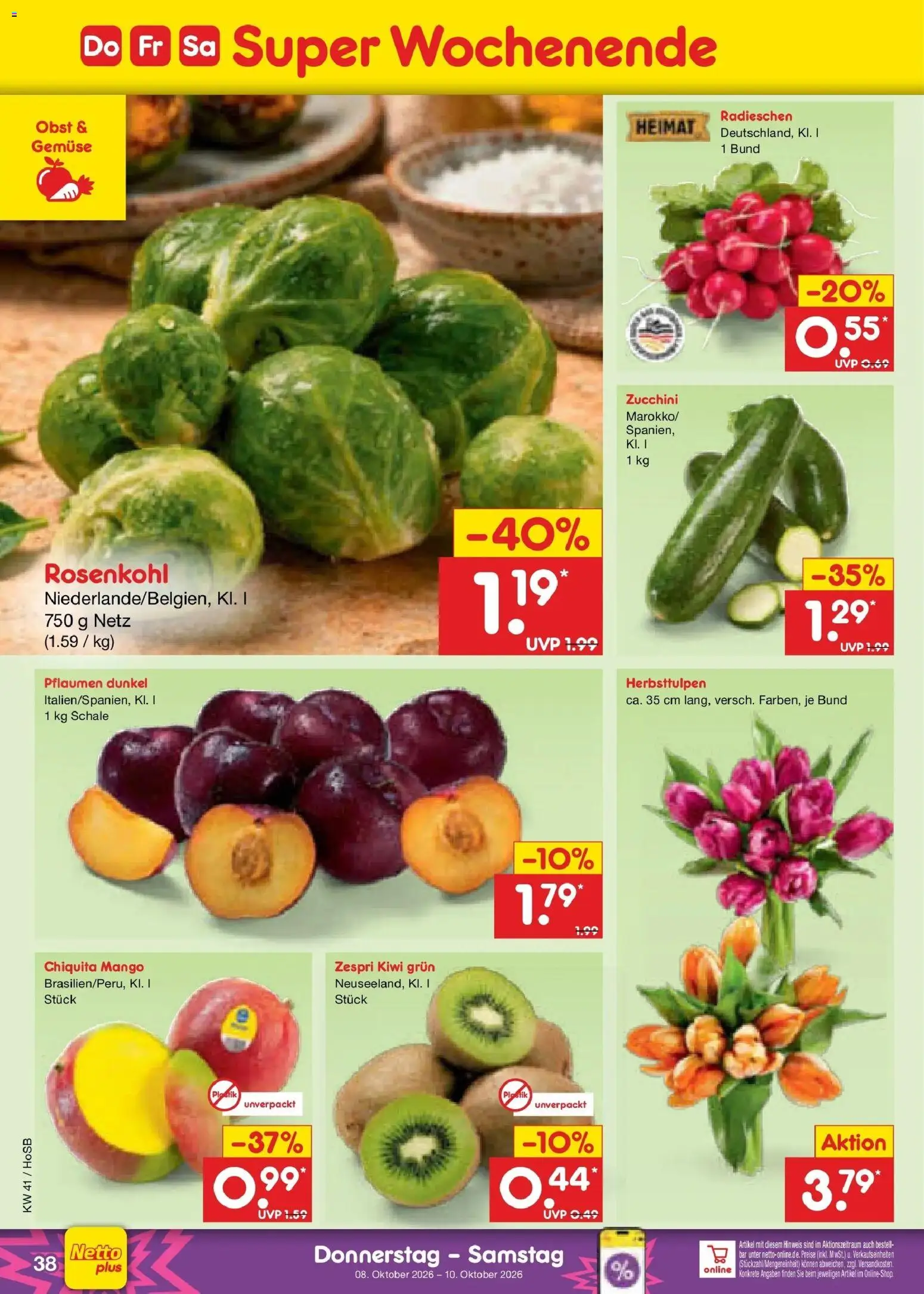 Netto Marken-Discount Prospekt Hannover – gültig ab 05.10.2026 | Seite: 48 | Produkte: Pflaumen, Gemüse, Zucchini, Kiwi