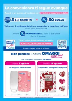 Anteprima del volantino Acqua e Sapone volantino Apertura Taurianova valido a partire dal 31/07/2026 | Pagina: 8 | Prodotti: Sapone, Acqua, Tovaglia, Vaso