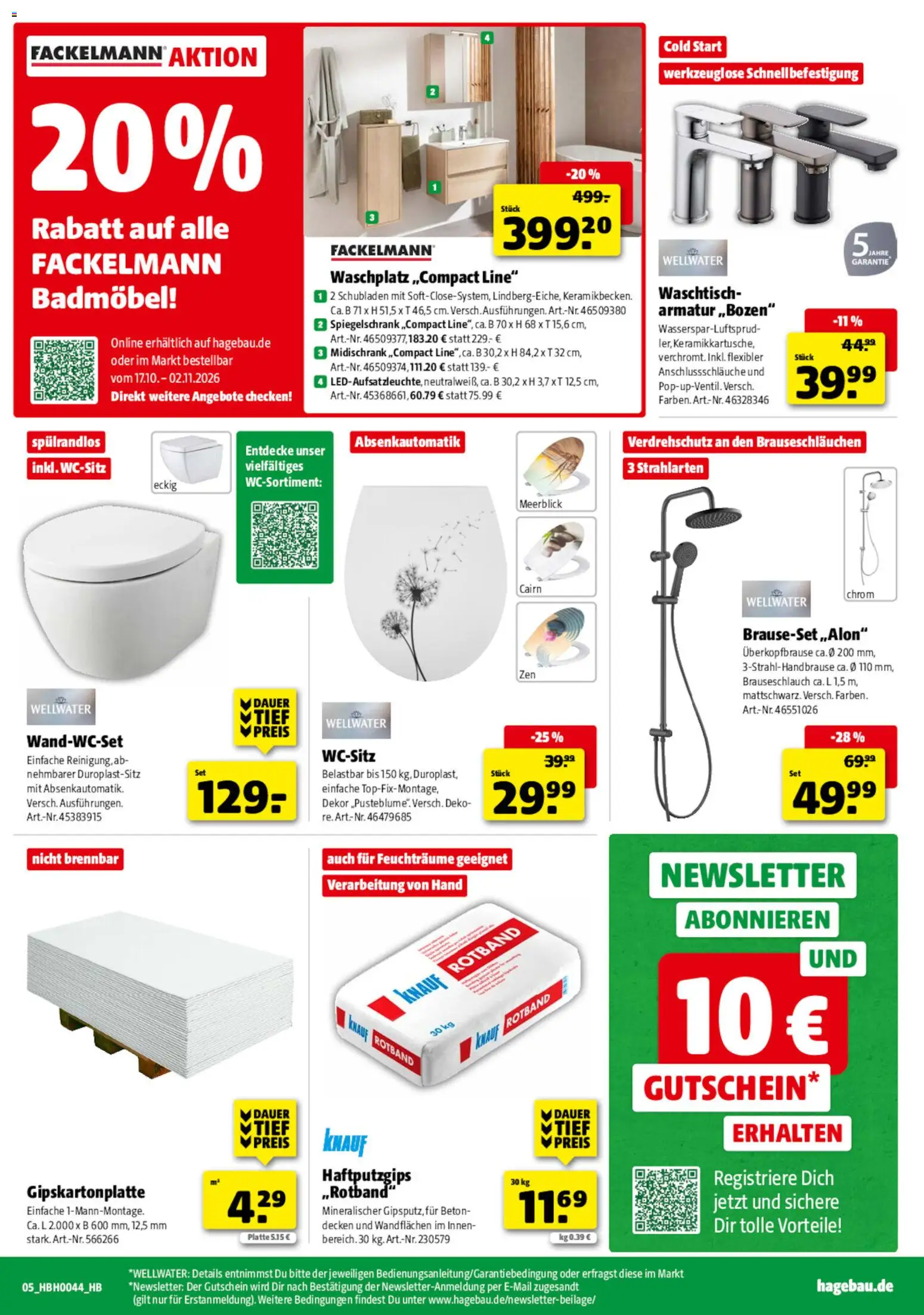 Hagebau Prospekt – gültig ab 24.10.2026 | Seite: 5 | Produkte: Armatur, Waschtisch, Spiegelschrank, Midischrank