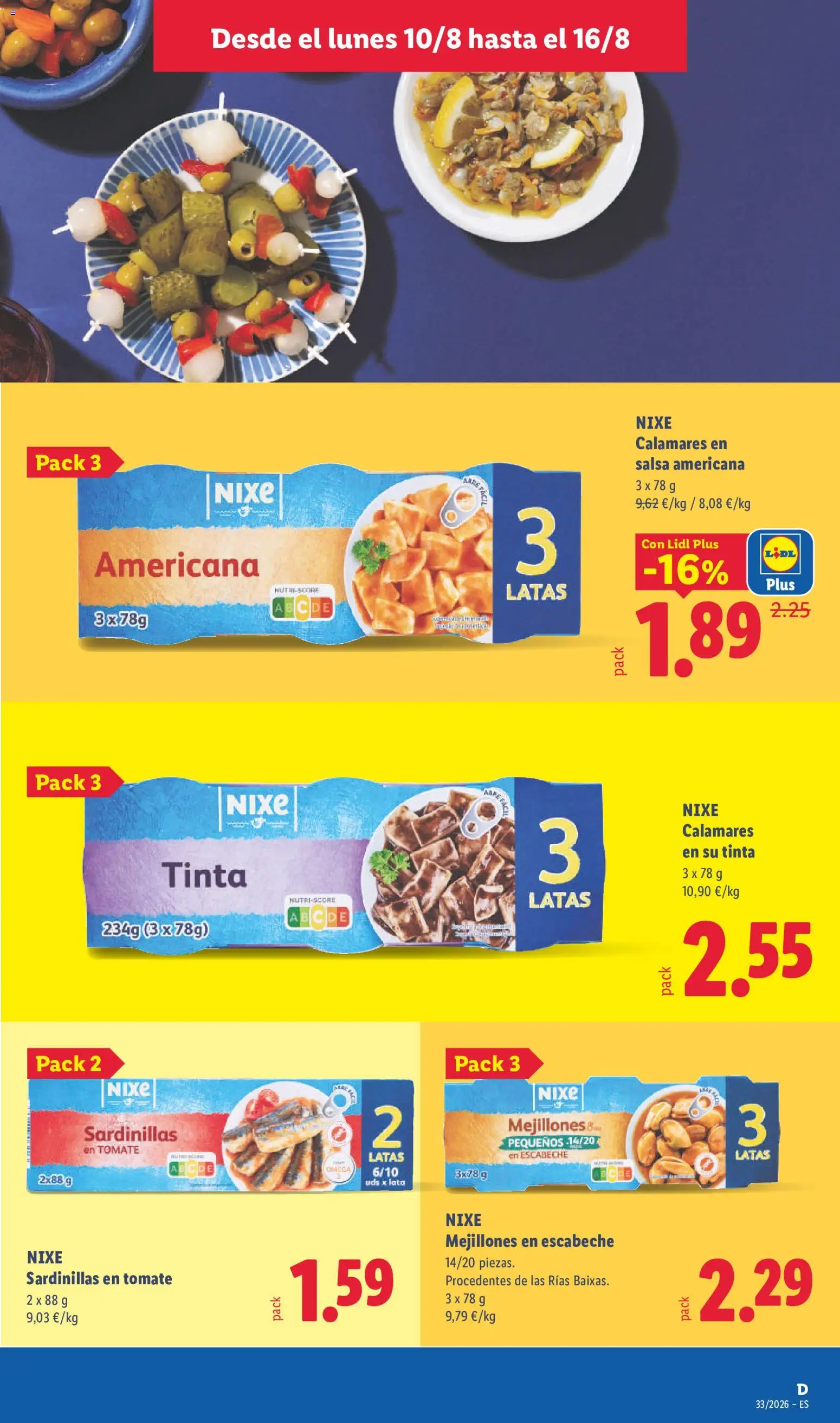 Lidl folleto │ válido desde el 10/08/2026 | Página: 15 | Productos: Calamares, Sardinillas, Tomate