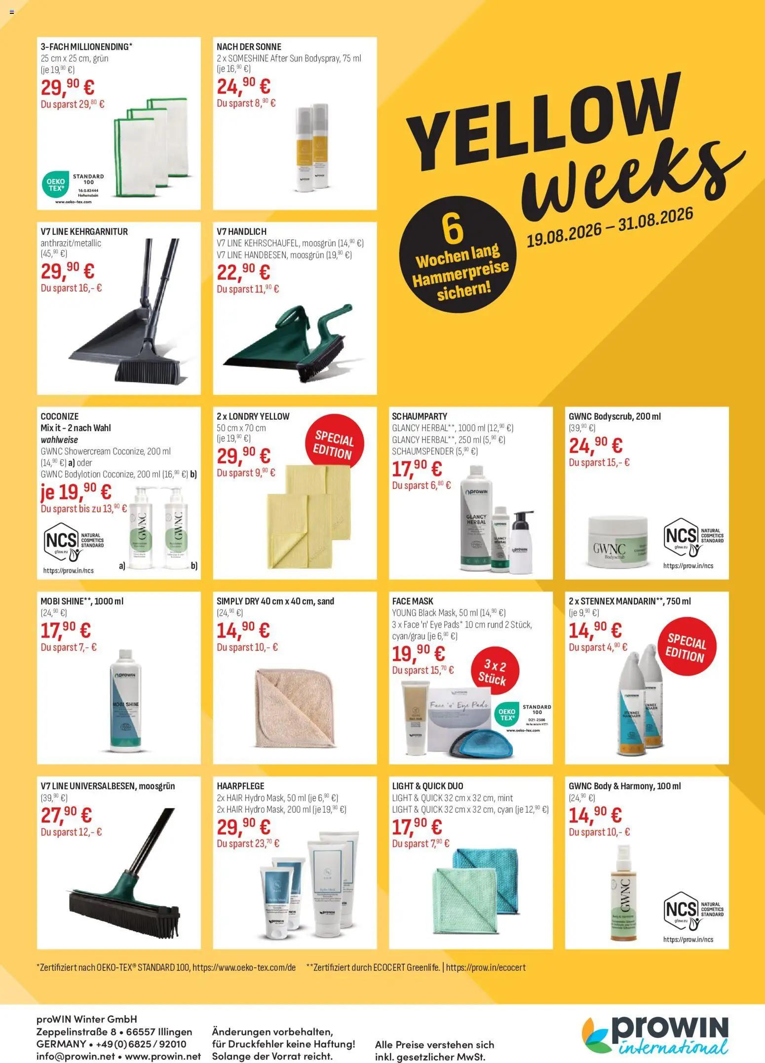 Angebote ProWIN Yellow-weeks Juli / August 2026 – gültig ab 15.07.2026 | Seite: 1