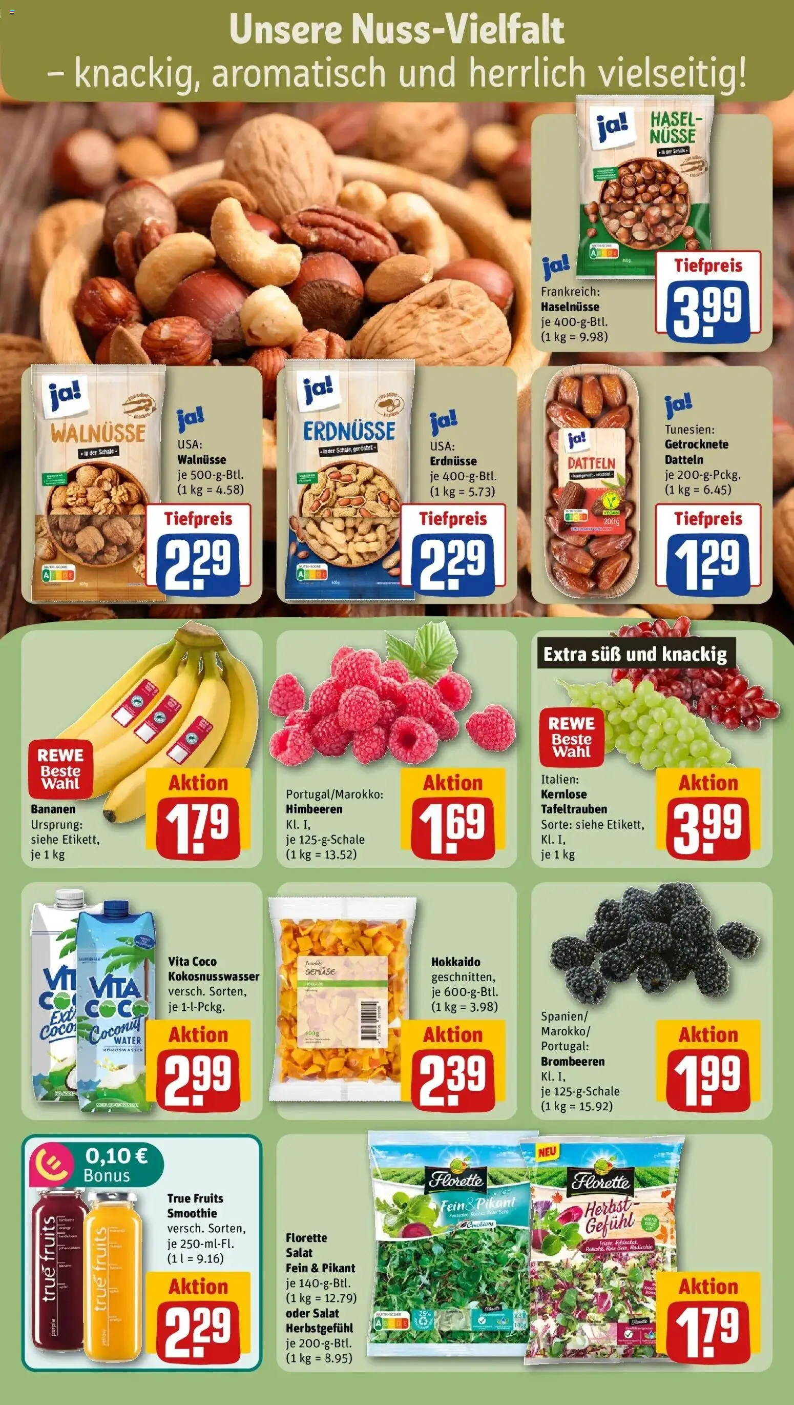 REWE Prospekt ab 26.10.2026 zum Blättern » Angebote | Seite: 6 | Produkte: Erdnüsse, Walnüsse, Nüsse, Salat