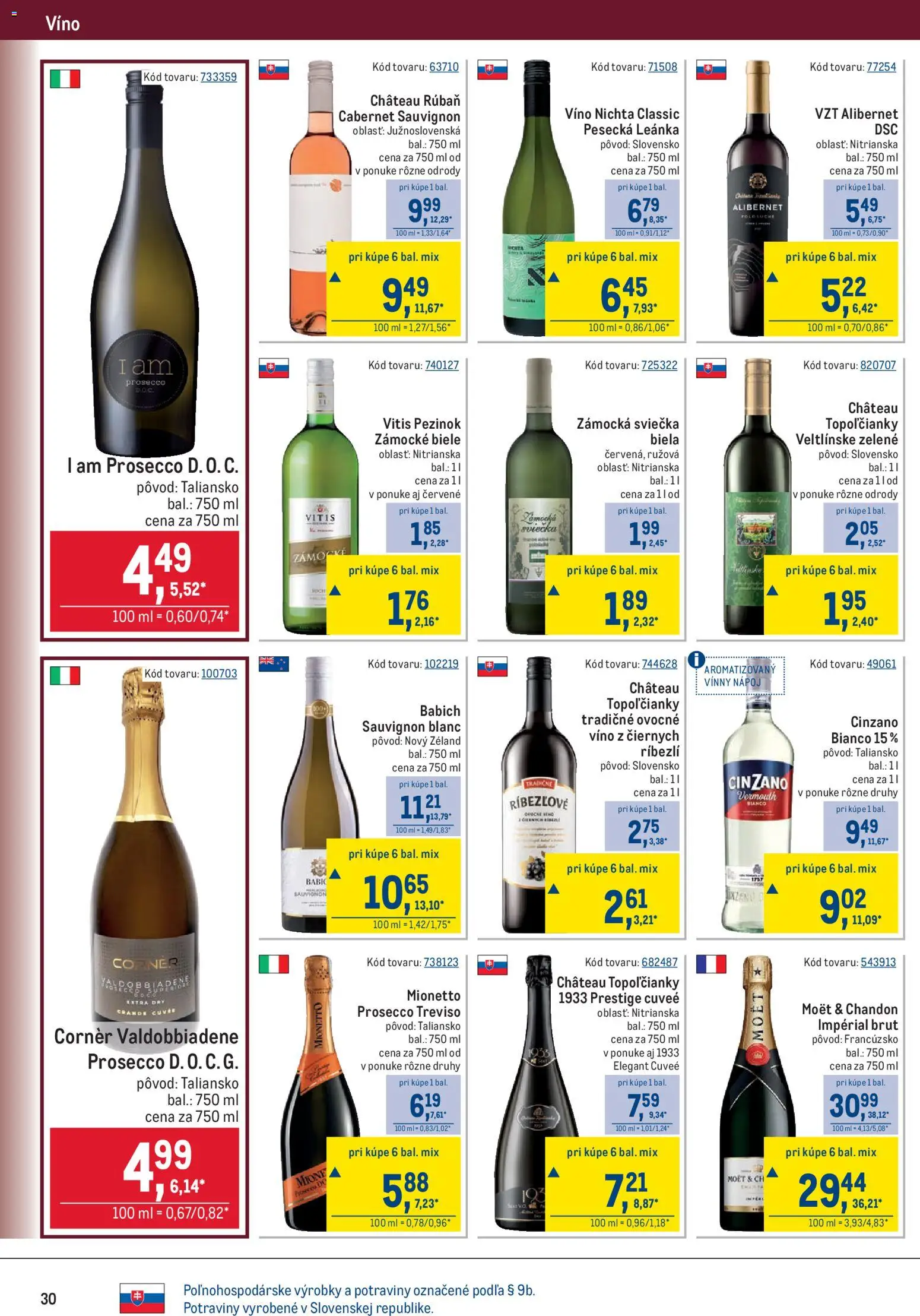 Nové Metro akcie – leták je platný od 07.10.2026 | Strana: 30 | Produkty: Víno, Prosecco, Mionetto Prosecco, Moet