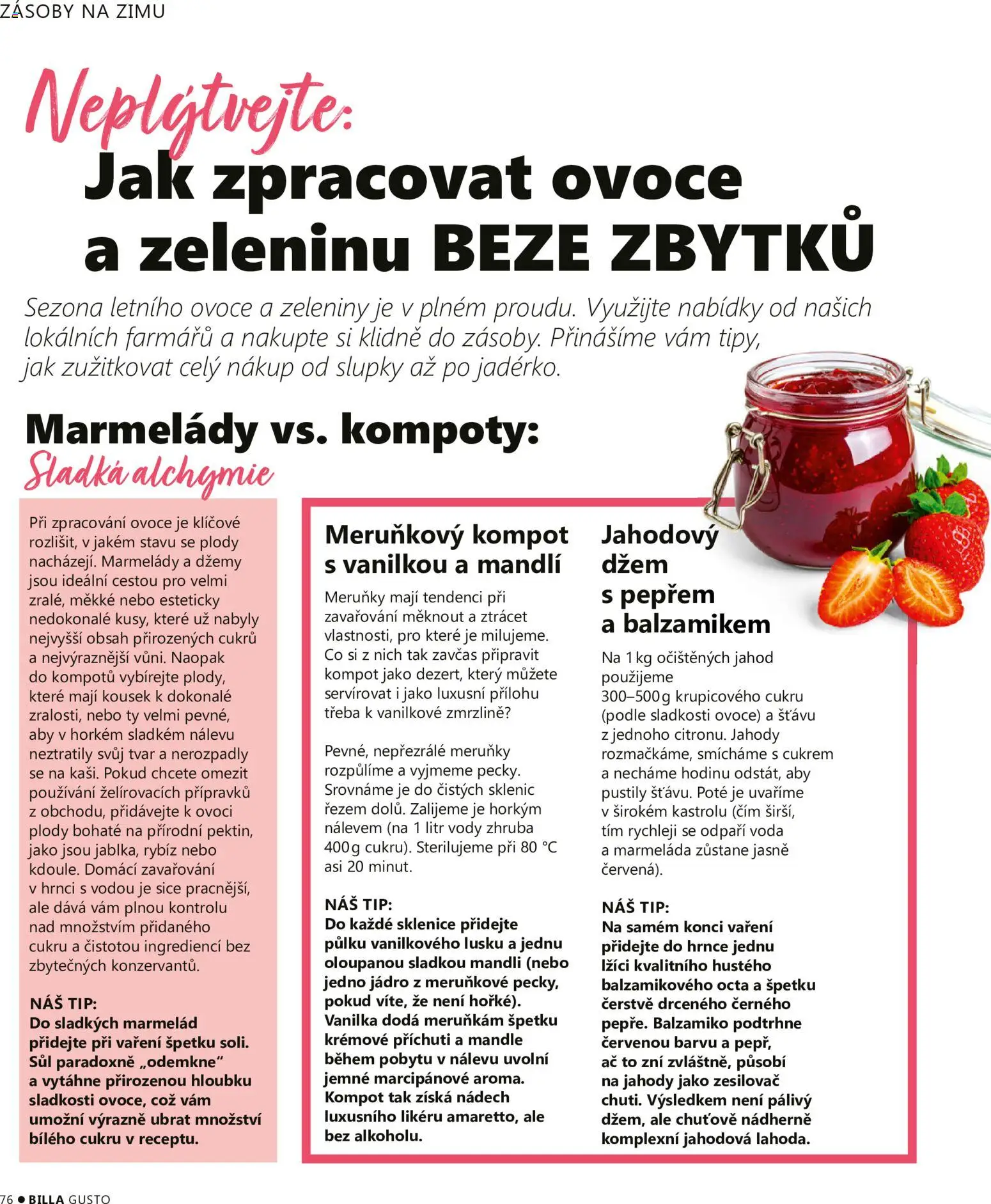 Billa leták - Gusto: Léto 2026 od 01.06.2026 | Strana: 76 | Produkty: Ovoce, Kompot, Hrnce, Sklenice