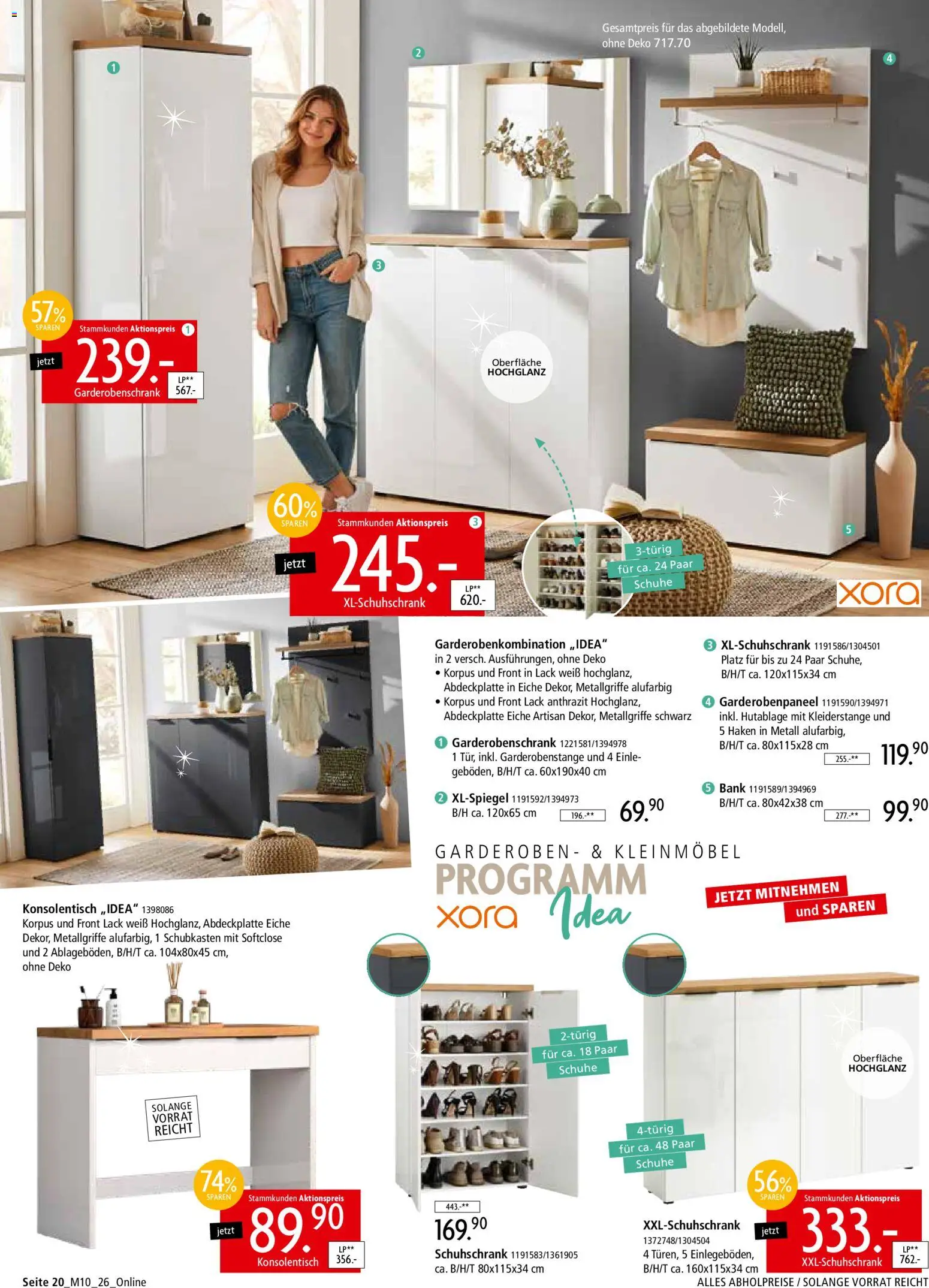 Zurbrüggen Mitnahme Möbel – gültig ab 08.08.2026 | Seite: 22 | Produkte: Garderobenschrank, Konsolentisch