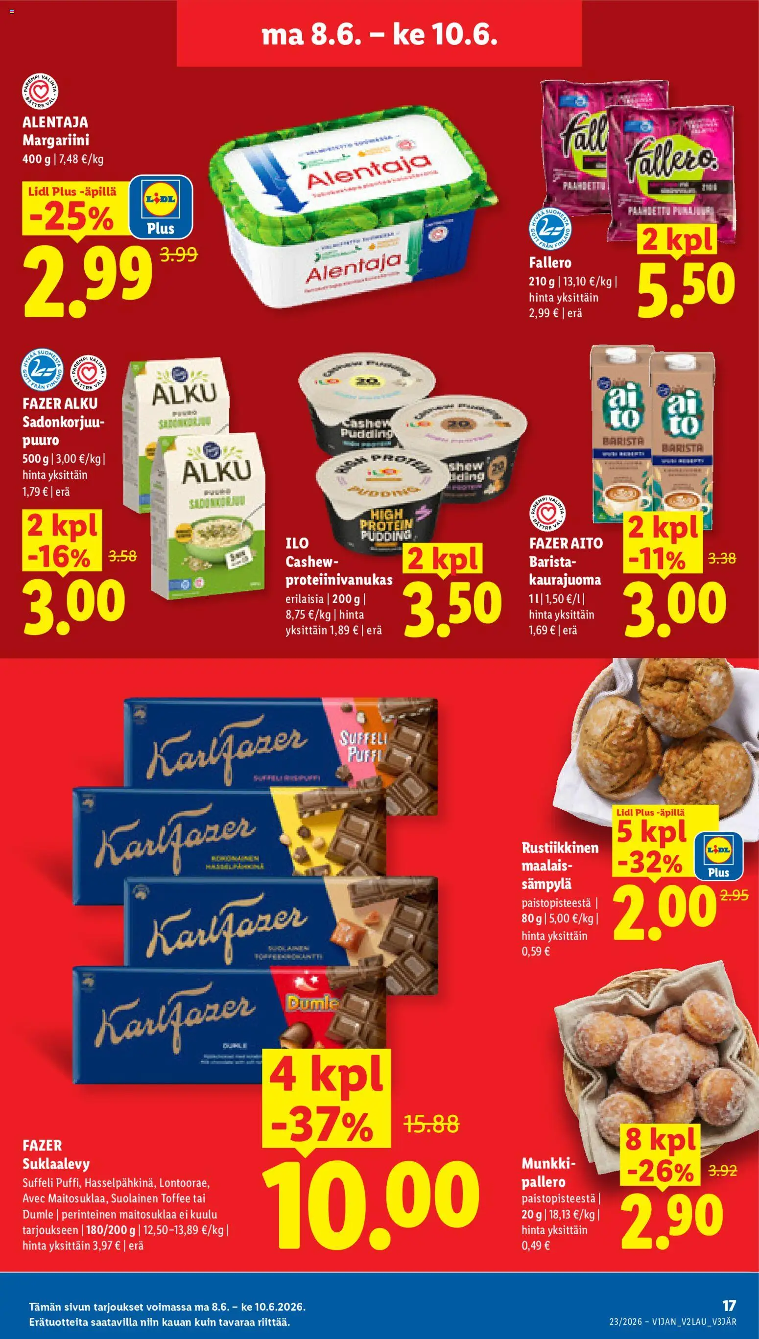 Lidl tarjoukset – voimassa 04.06.2026 alkaen | Sivu: 23 | Tuotteet: Margariini, Kaurajuoma, Proteiinivanukas