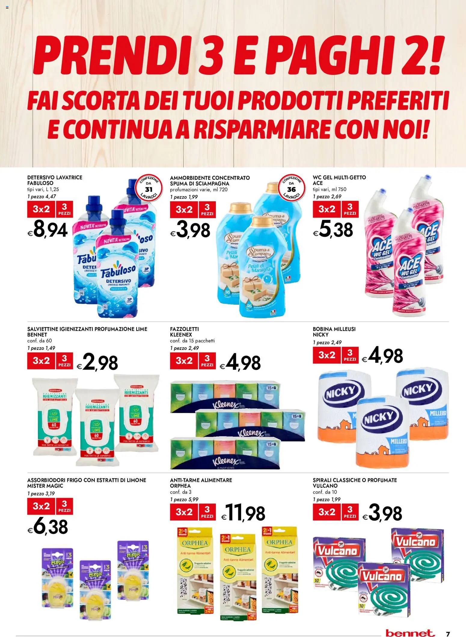 Volantino bennet del 28.05.2026 | Pagina: 7 | Prodotti: Fazzoletti, Lime, Lavatrice, WC