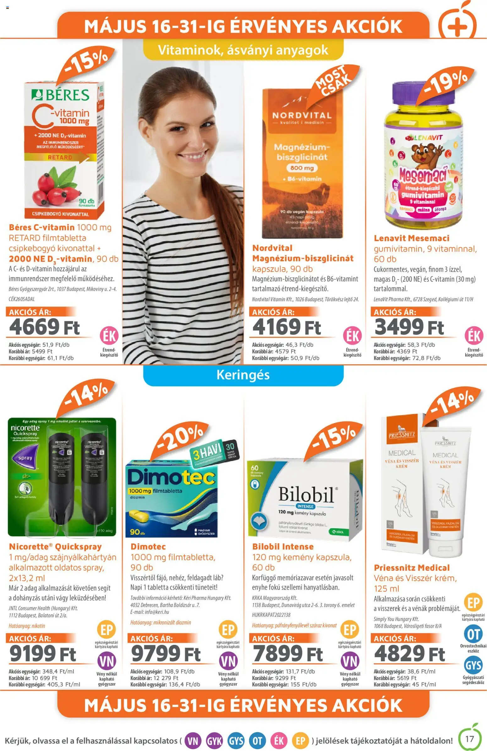 Alma Gyógyszertárak akciós ujság - amely érvényes a következő dátumtól: 01.05.2026 | Oldal: 17 | Termékek: Málna, Ginkgo biloba, Narancs, Vegán