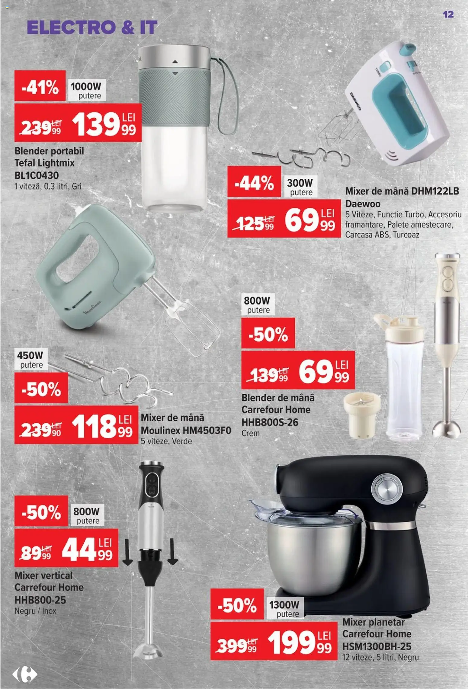 Noul catalog Carrefour – valabil de la 22.07.2026 | Pagină: 12 | Produse: Blender, Carcasă, Mixer