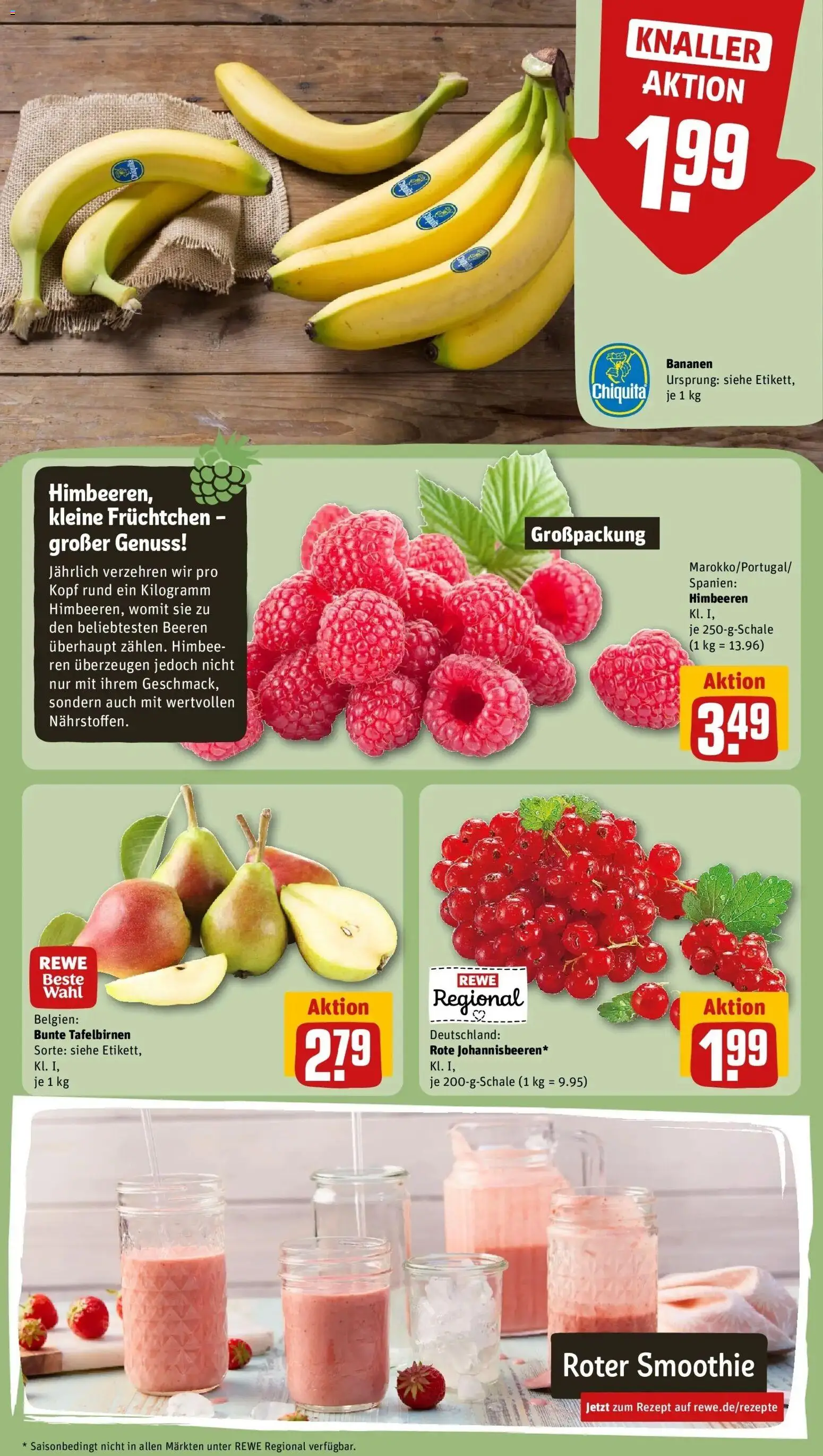 REWE Prospekt ab 31.08.2026 zum Blättern » Angebote | Seite: 5 | Produkte: Himbeeren, Bananen