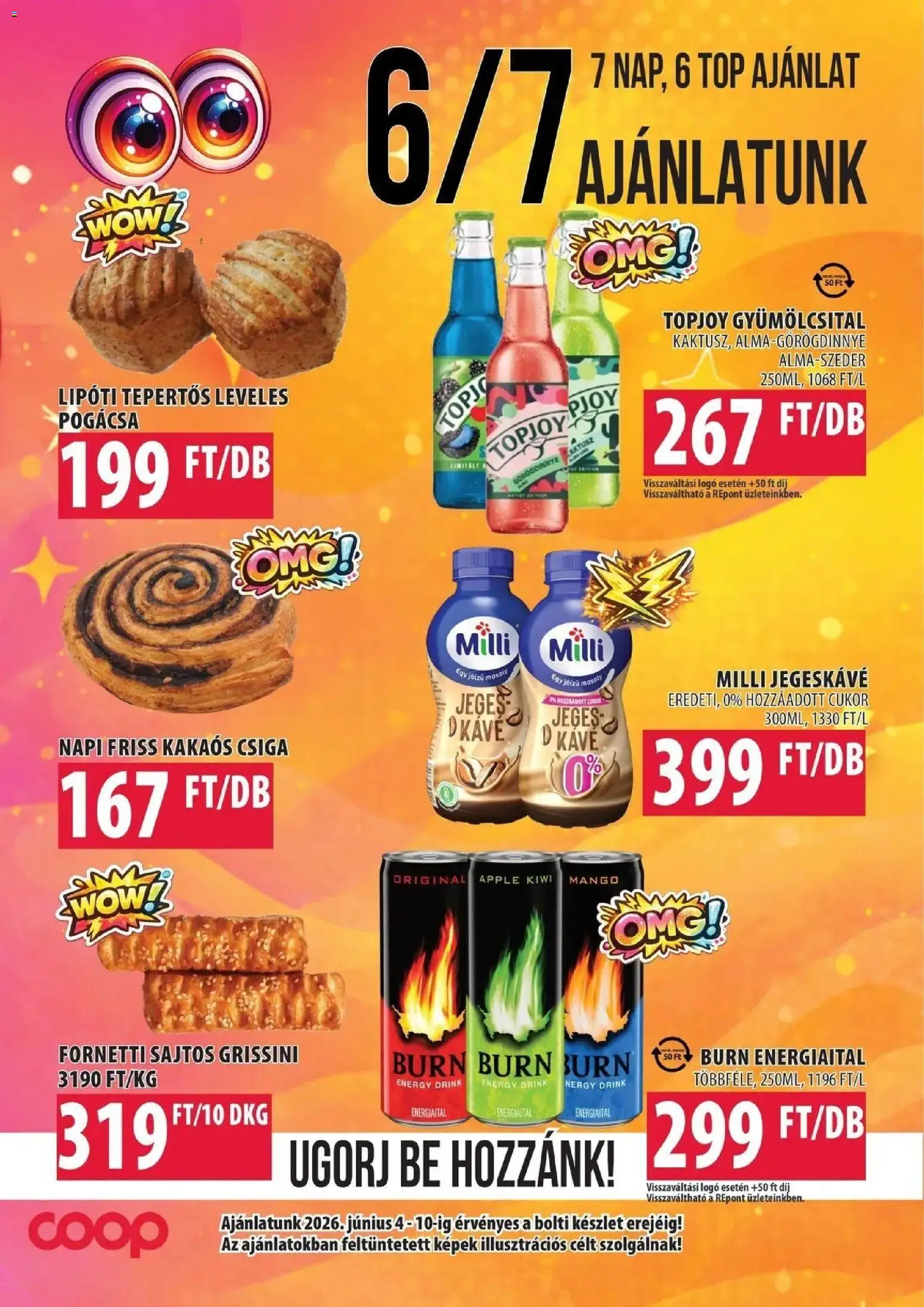 COOP Szolnok akciós ujság - amely érvényes a következő dátumtól: 04.06.2026 | Oldal: 4 | Termékek: Gyümölcsital, Jegeskávé, Grissini, Kiwi