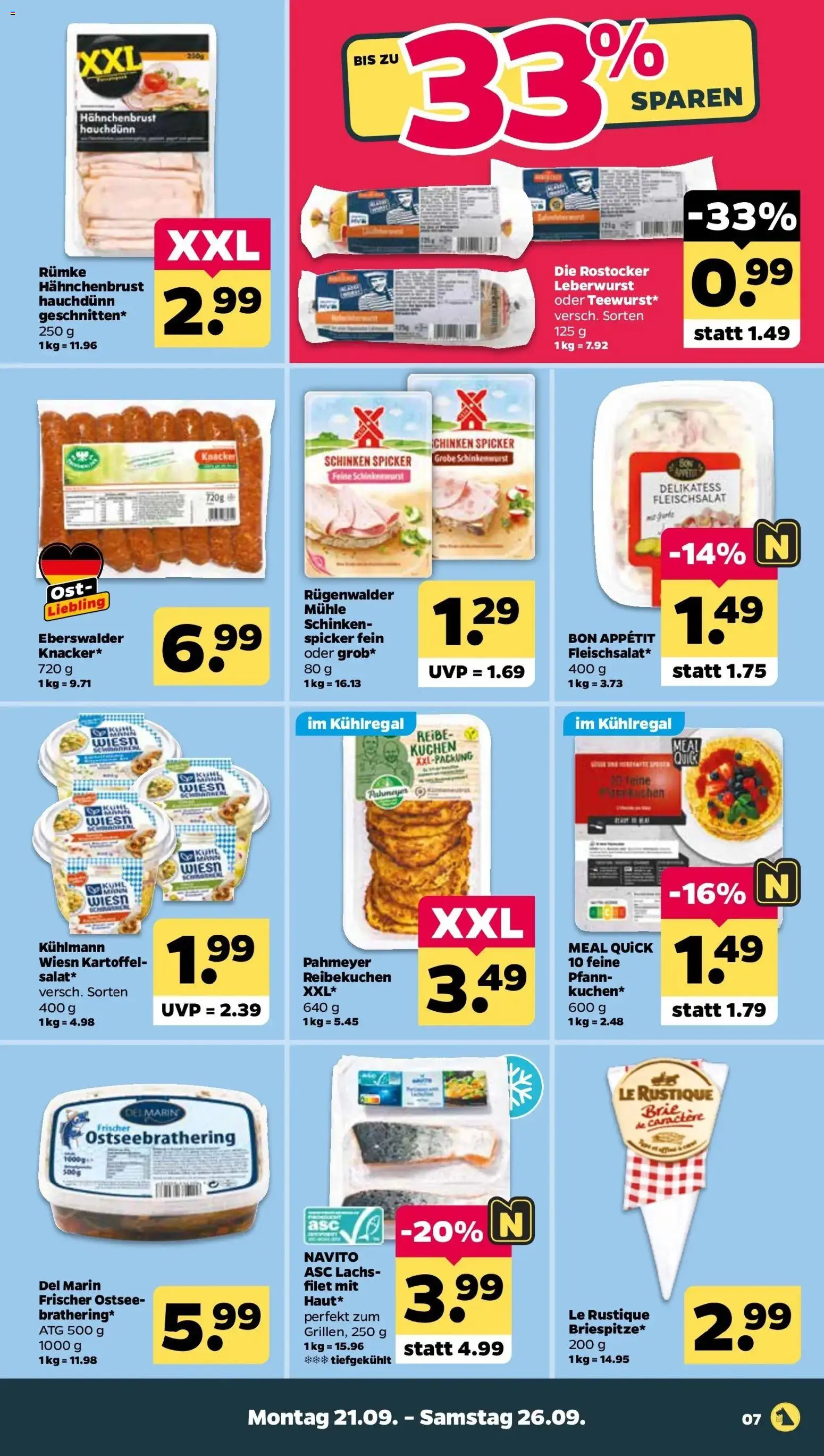 Netto Aktueller Prospekt ab 20.09.2026 → Angebote nächste Woche | Seite: 9 | Produkte: Mühle, Lachs, Schinken, Hahnchenbrust