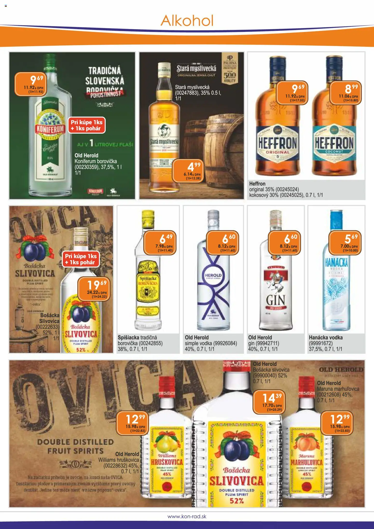 Nové KON - RAD akcie – leták je platný od 01.09.2026 | Strana: 13 | Produkty: Hruškovica, Borovička, Vodka, Ovocie