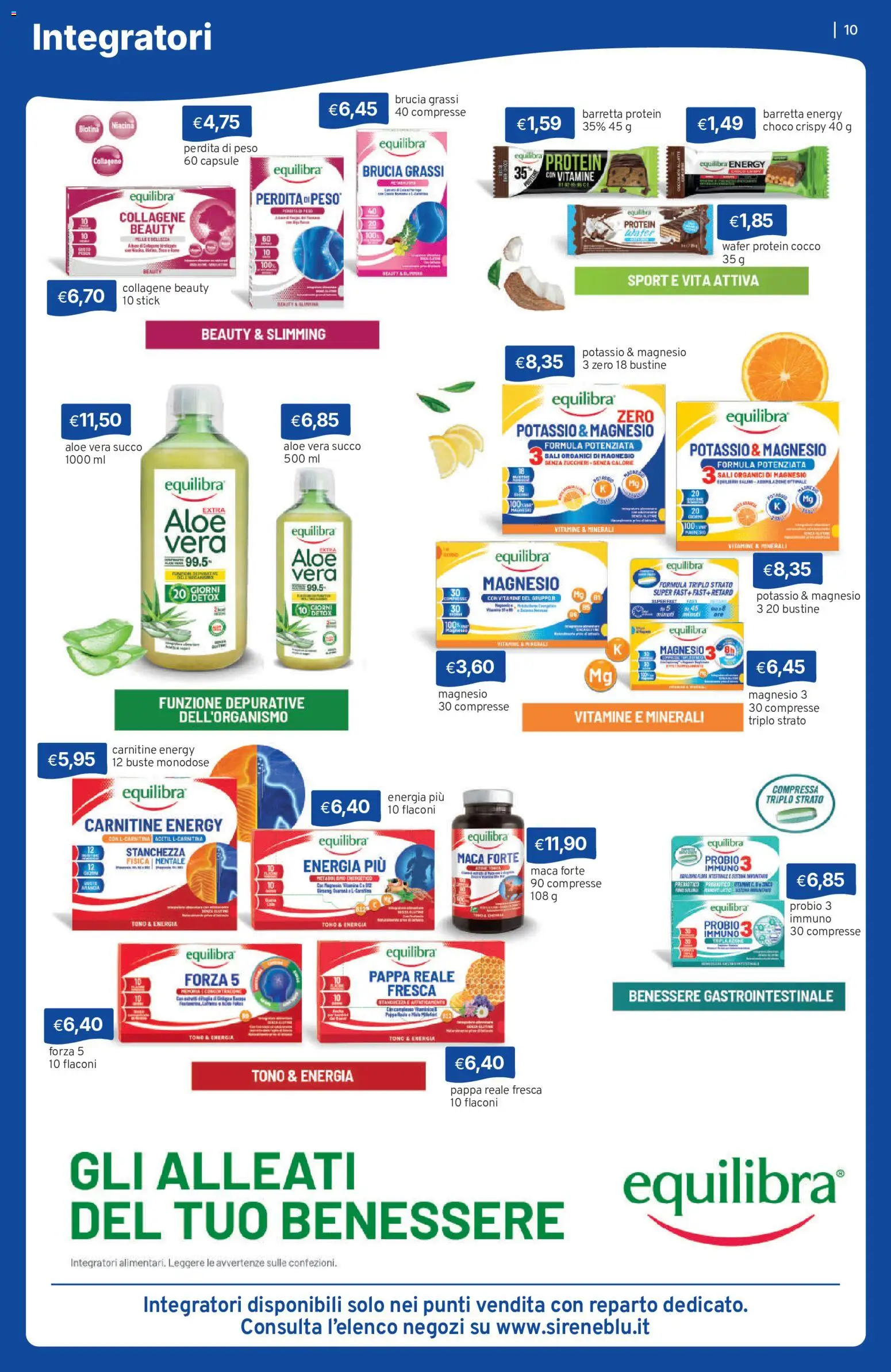 Volantino Sirene Blu del 01/09/2026 | Pagina: 10 | Prodotti: Succo, Barretta, Cocco, Aloe vera