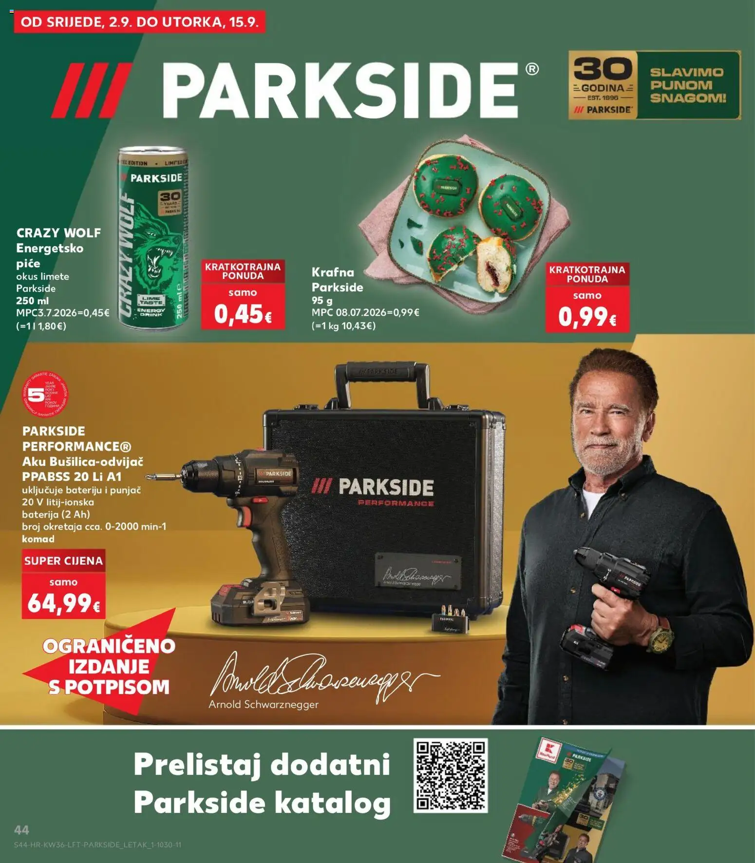 Kaufland katalog | vrijedi od 02.09.2026 | Stranica: 44 | Proizvodi: Energetsko piće, Baterija, Krafna, Parkside