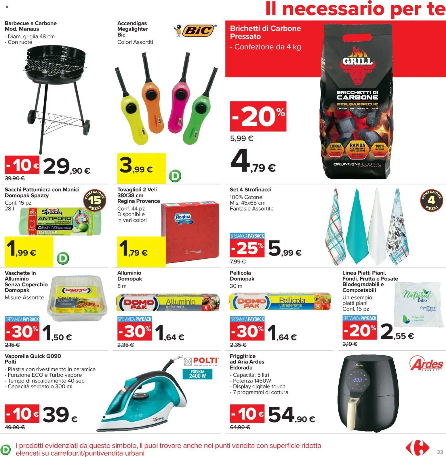 Volantino Carrefour del 19.05.2026 | Pagina: 23 | Prodotti: Tè, Barbecue, Alluminio, Vaschette