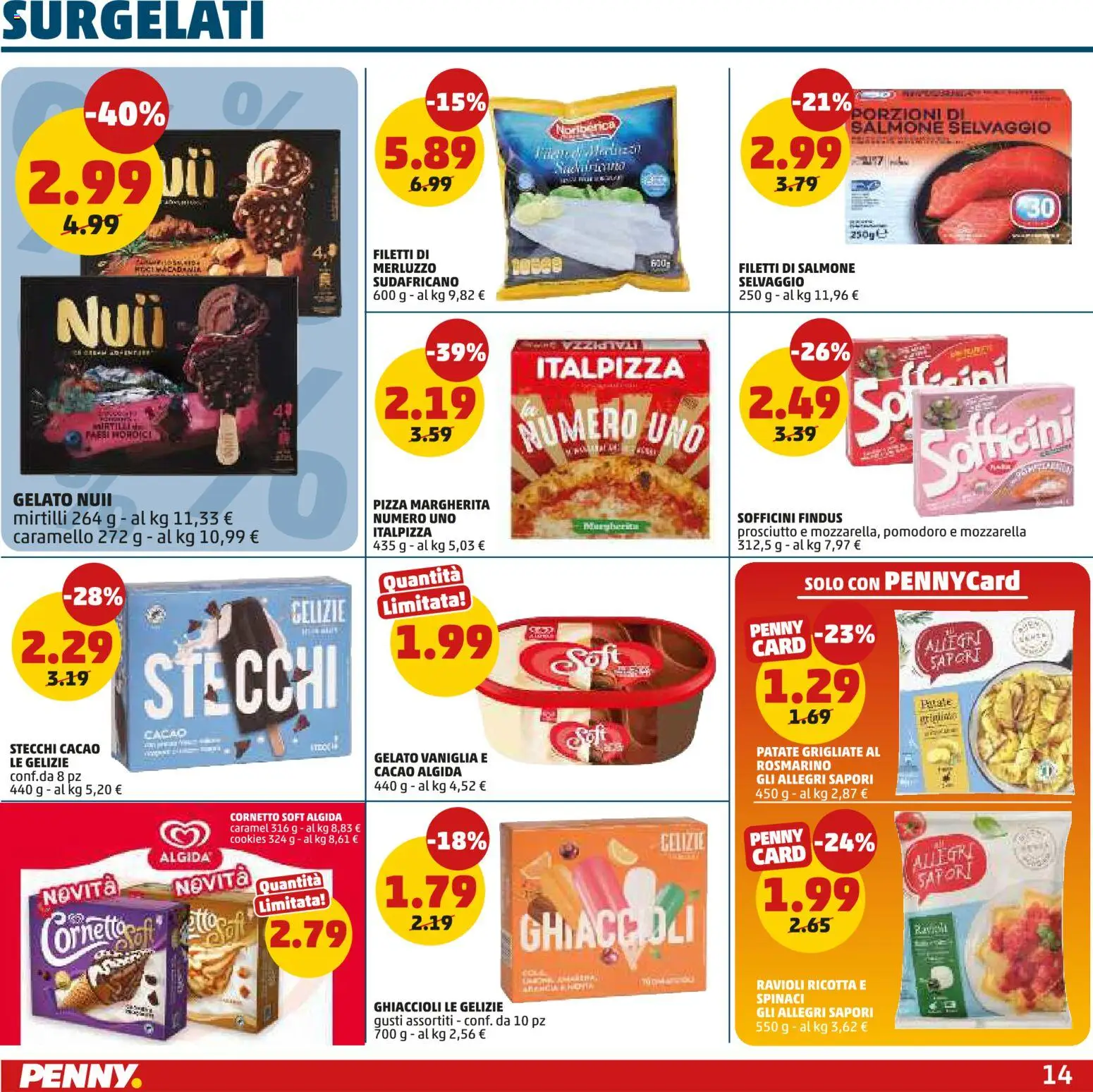 Volantino PENNY del 13/08/2026 | Pagina: 14 | Prodotti: Cornetto, Gelato, Mirtilli, Cacao