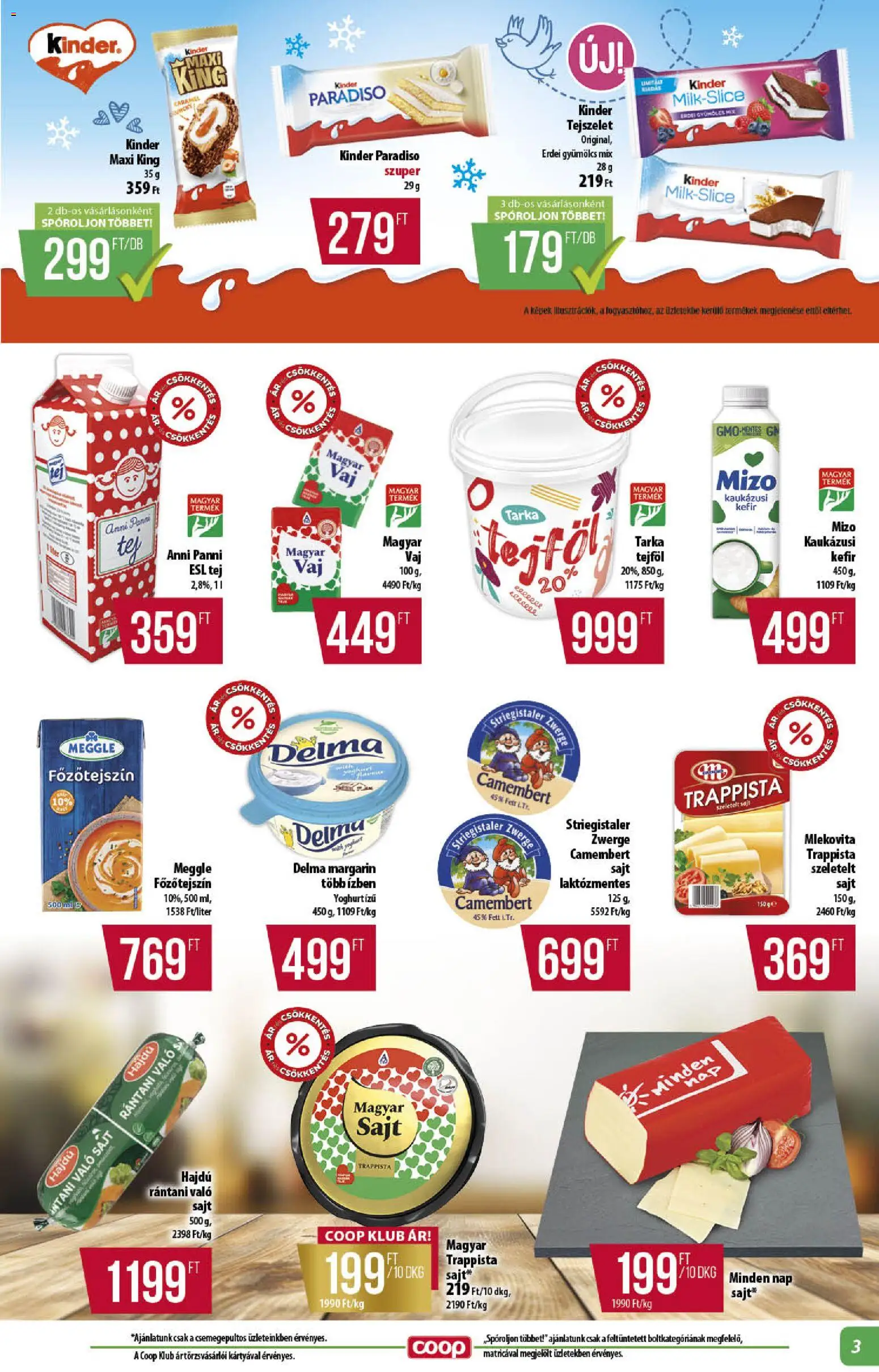 COOP akciós ujság - amely érvényes a következő dátumtól: 2026.09.24. | Oldal: 3 | Termékek: Kefir, Főzőtejszín, Tej, Sajt