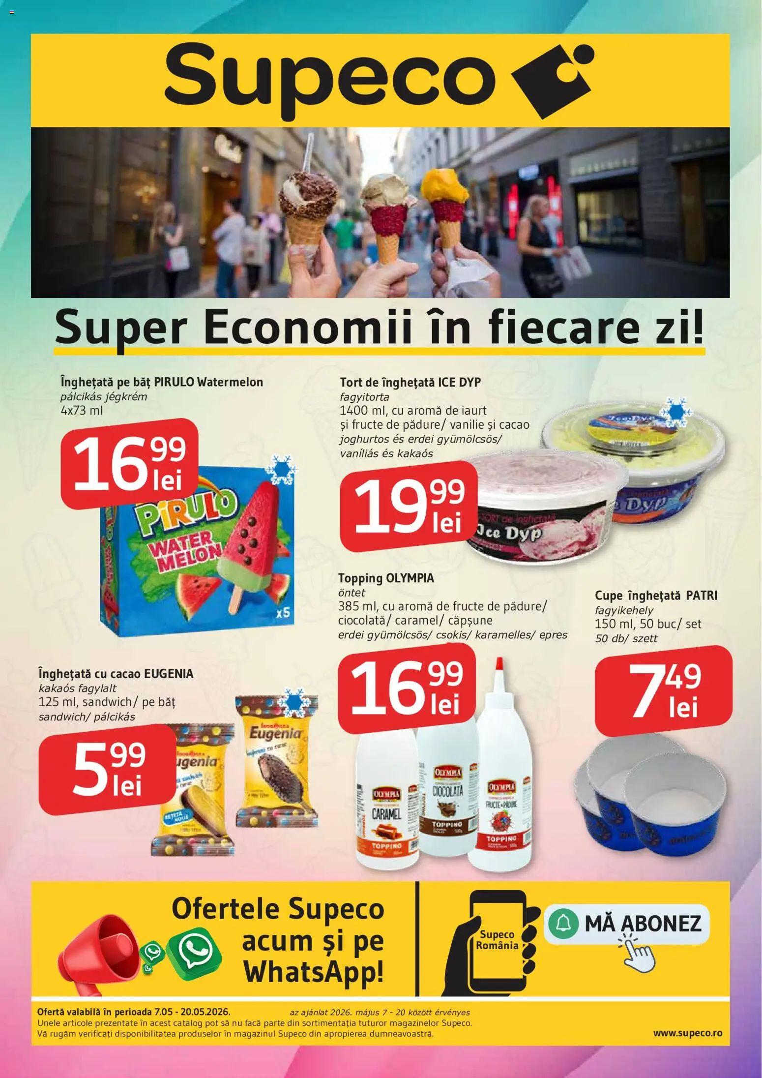 Noul catalog Supeco – valabil de la 07.05.2026 | Pagină: 1 | Produse: Tort, Iaurt, Ciocolată, Fructe