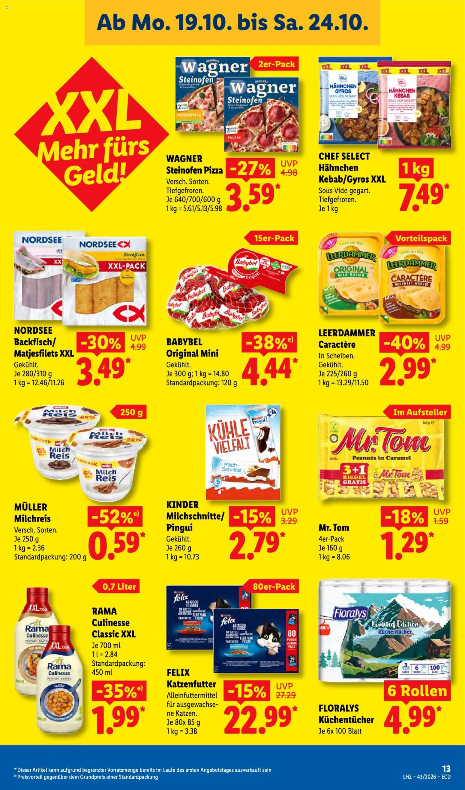 Lidl Německo leták od 19.10.2026 | Strana: 23 | Produkty: Felix, Gyros, Mozzarella, Kinder