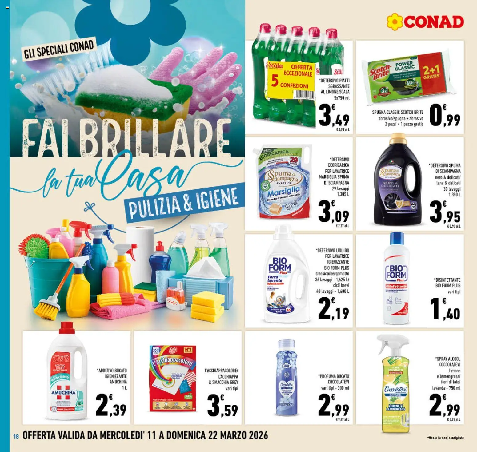 Volantino Conad del 11.03.2026 | Pagina: 18 | Prodotti: Spugna, Limone, Lavatrice, Lavanda