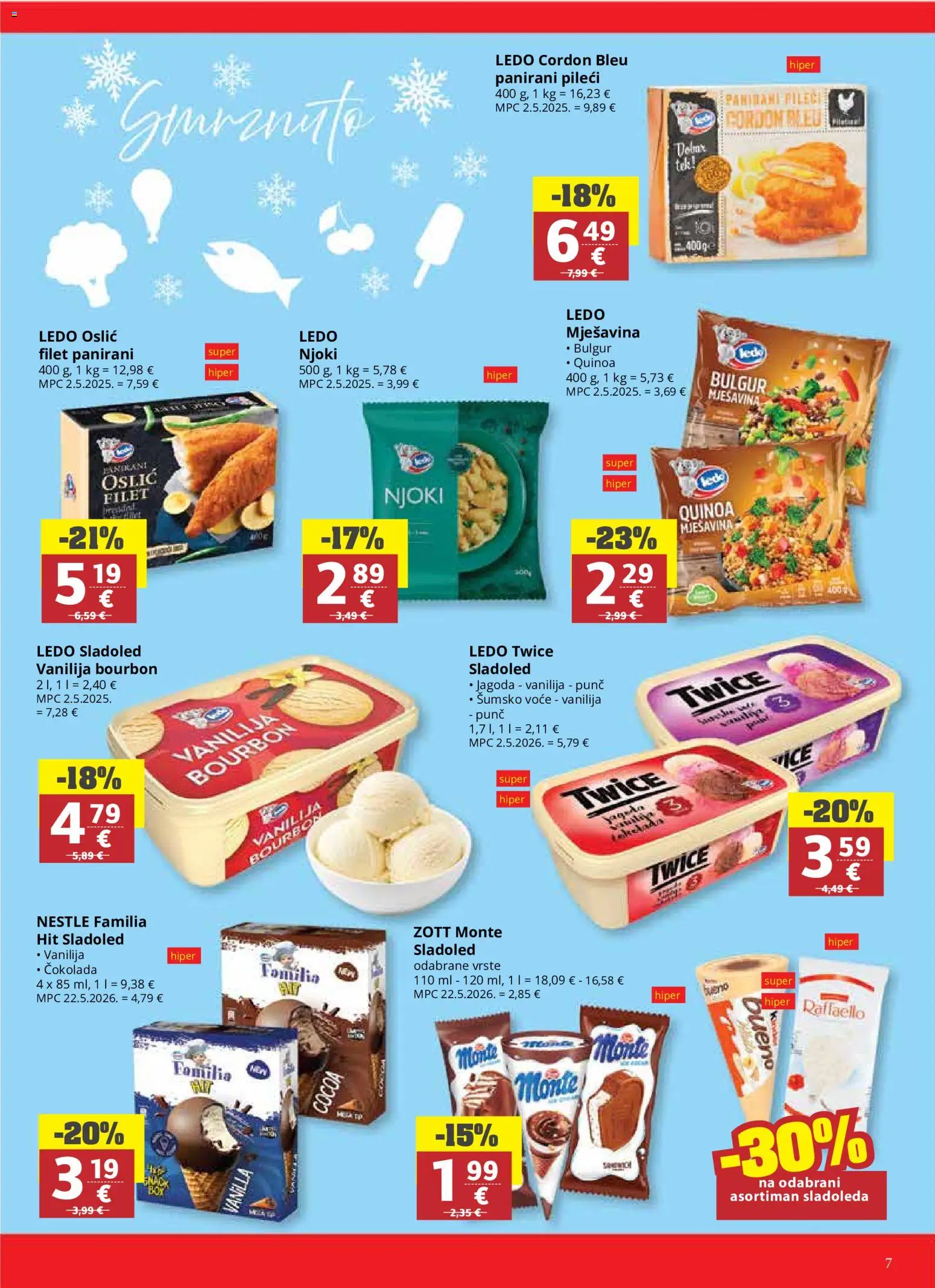 Ribola katalog | vrijedi od 08.07.2026 | Stranica: 7 | Proizvodi: Čokolada, Oslić, Bulgur, Raffaello