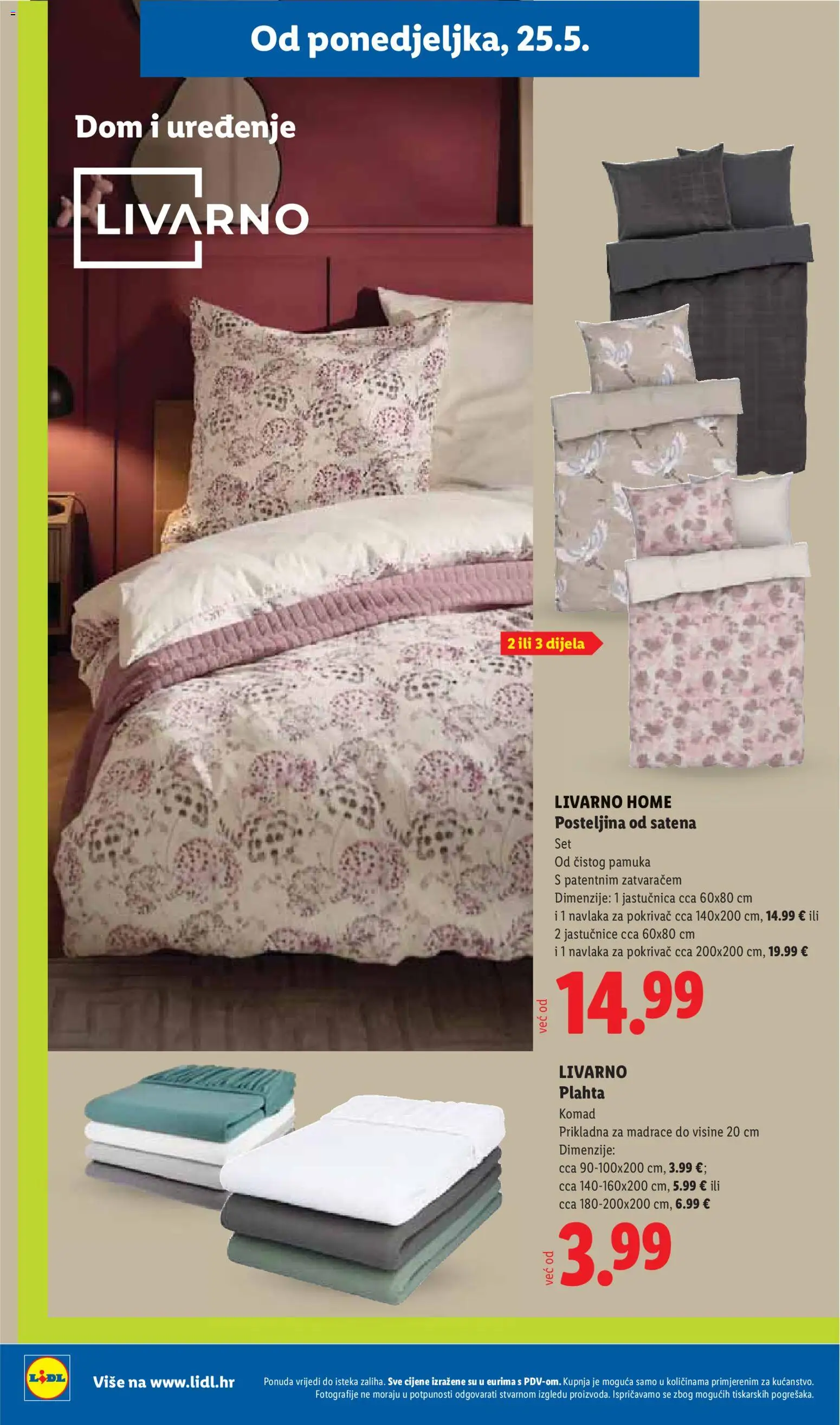 Lidl katalog | vrijedi od 25.05.2026 | Stranica: 32 | Proizvodi: Pokrivač, Jastučnica, Plahta, Posteljina