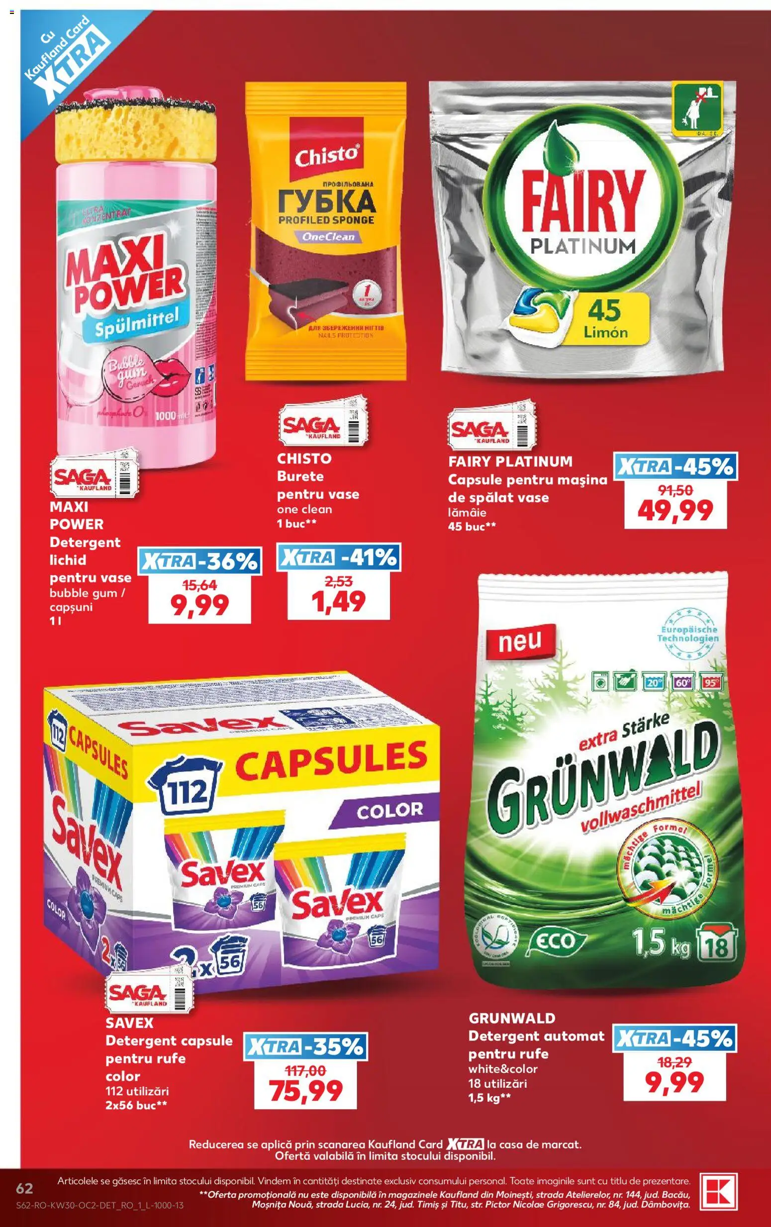 Noul catalog Kaufland – valabil de la 22.07.2026 | Pagină: 62 | Produse: Premium, Aplică, Detergent Automat, Burete
