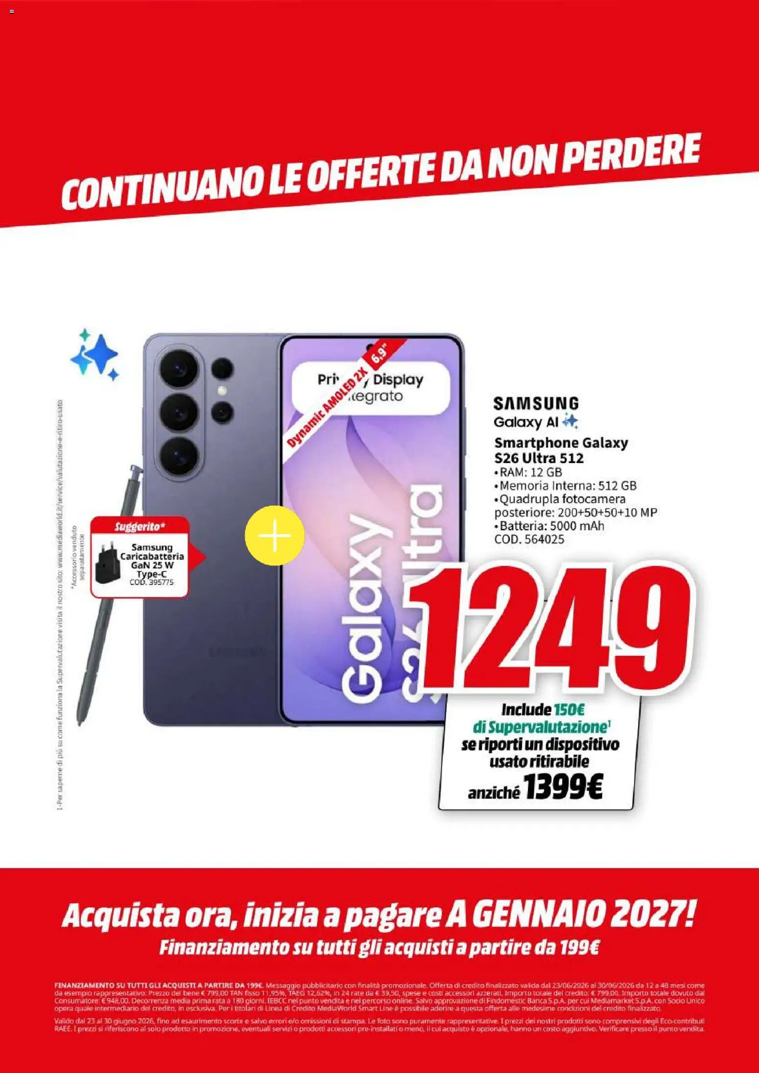 Volantino Media World del 23/06/2026 | Pagina: 3 | Prodotti: Samsung Galaxy, Fotocamera, Batteria, Samsung