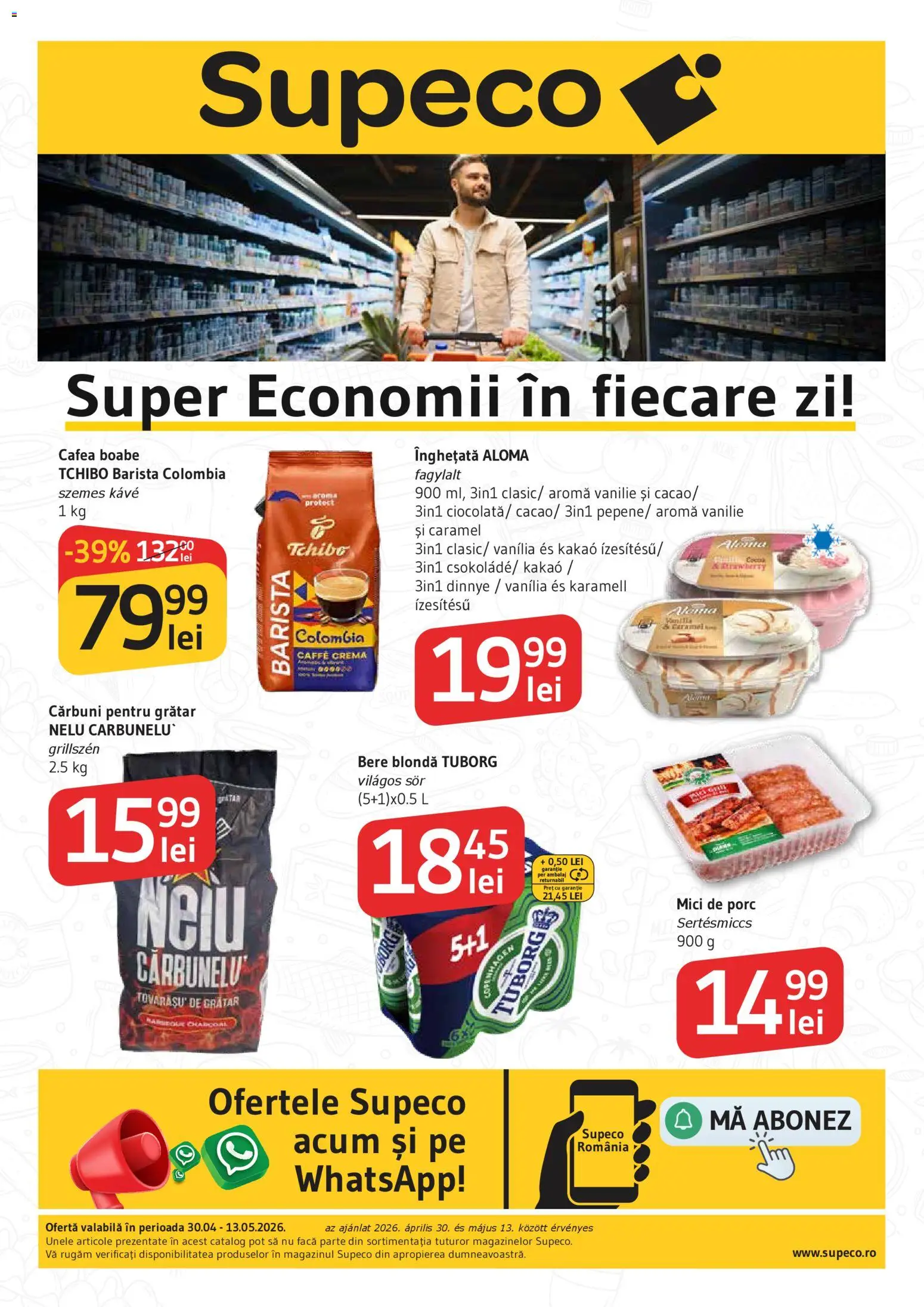 Noul catalog Supeco – valabil de la 30.04.2026 | Pagină: 1 | Produse: Mici, Cafea, Bere, Înghețată