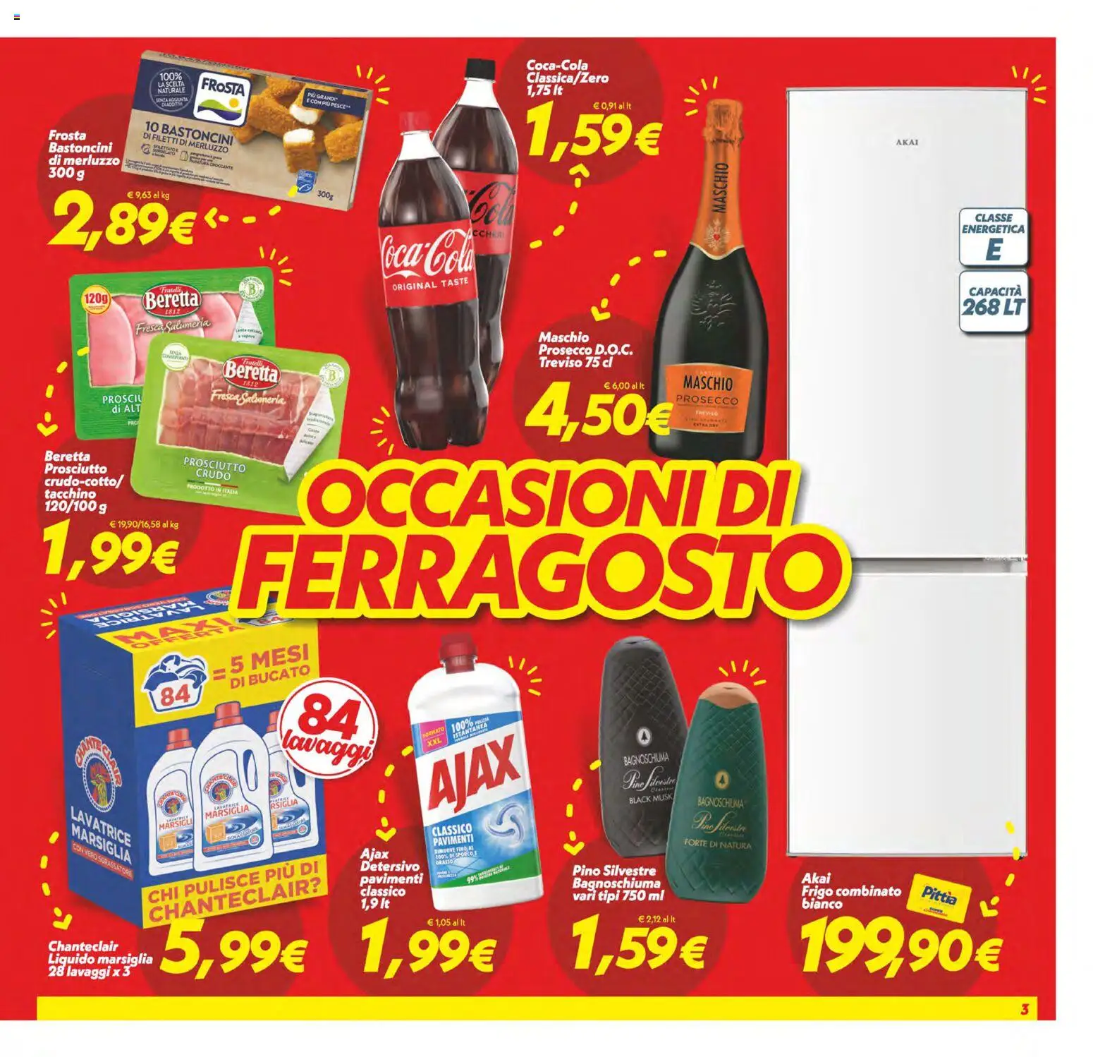 Volantino SuperConveniente del 11/08/2026 | Pagina: 3 | Prodotti: Merluzzo, Sgrassatore, Tacchino, Lavatrice
