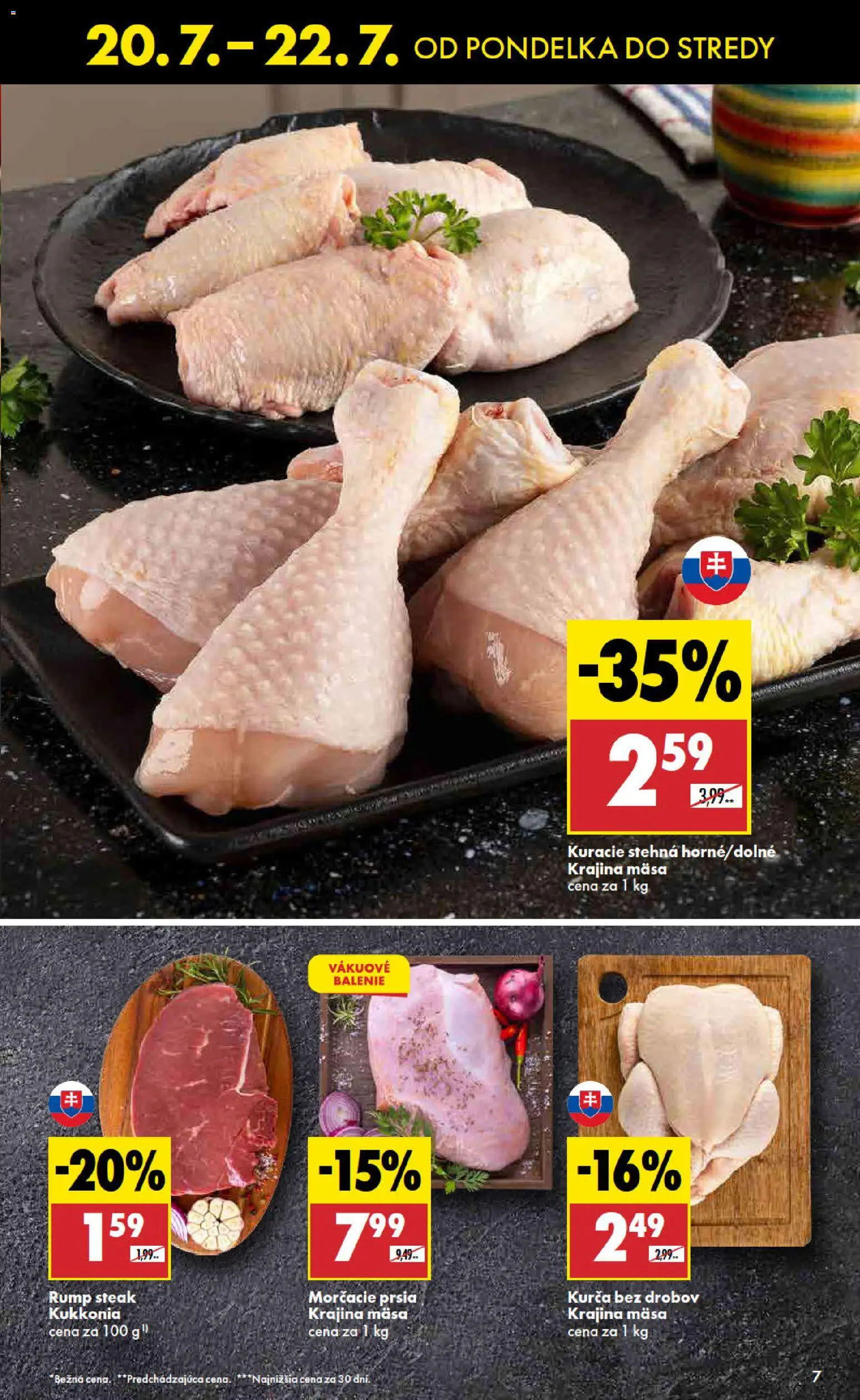 Nové Biedronka akcie – leták je platný od 20.07.2026 | Strana: 7 | Produkty: Kuracie stehná, Steak, Kurča