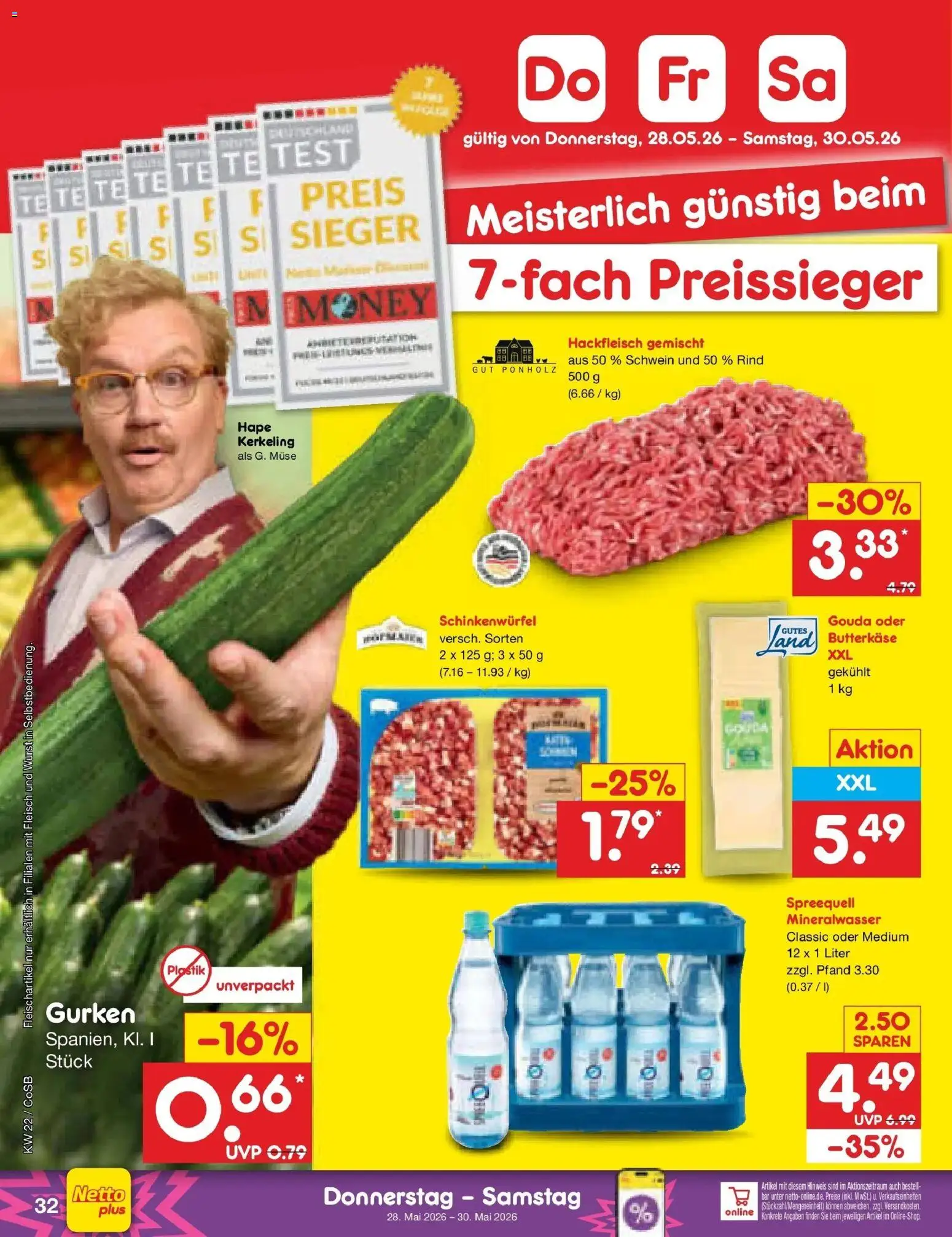 Netto Marken-Discount Prospekt Bitterfeld-Wolfen – gültig ab 26.05.2026 | Seite: 40 | Produkte: Mineralwasser, Fleisch, Gurken, Hackfleisch