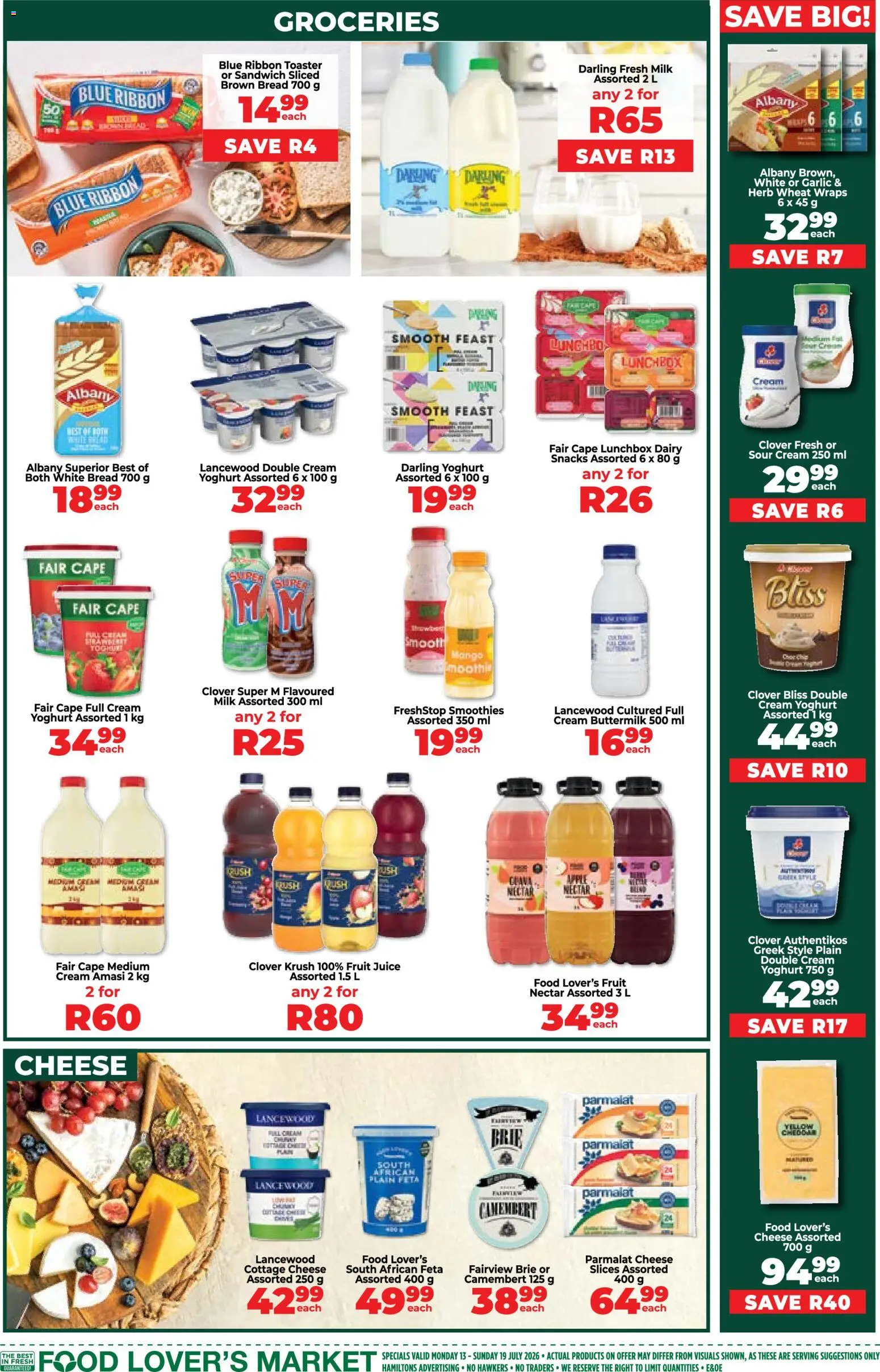 New Food Lover's Market catalogue – valid from 13/07/2026 | Page: 4 | Products: Bread, Sour cream, Garlic, Peach