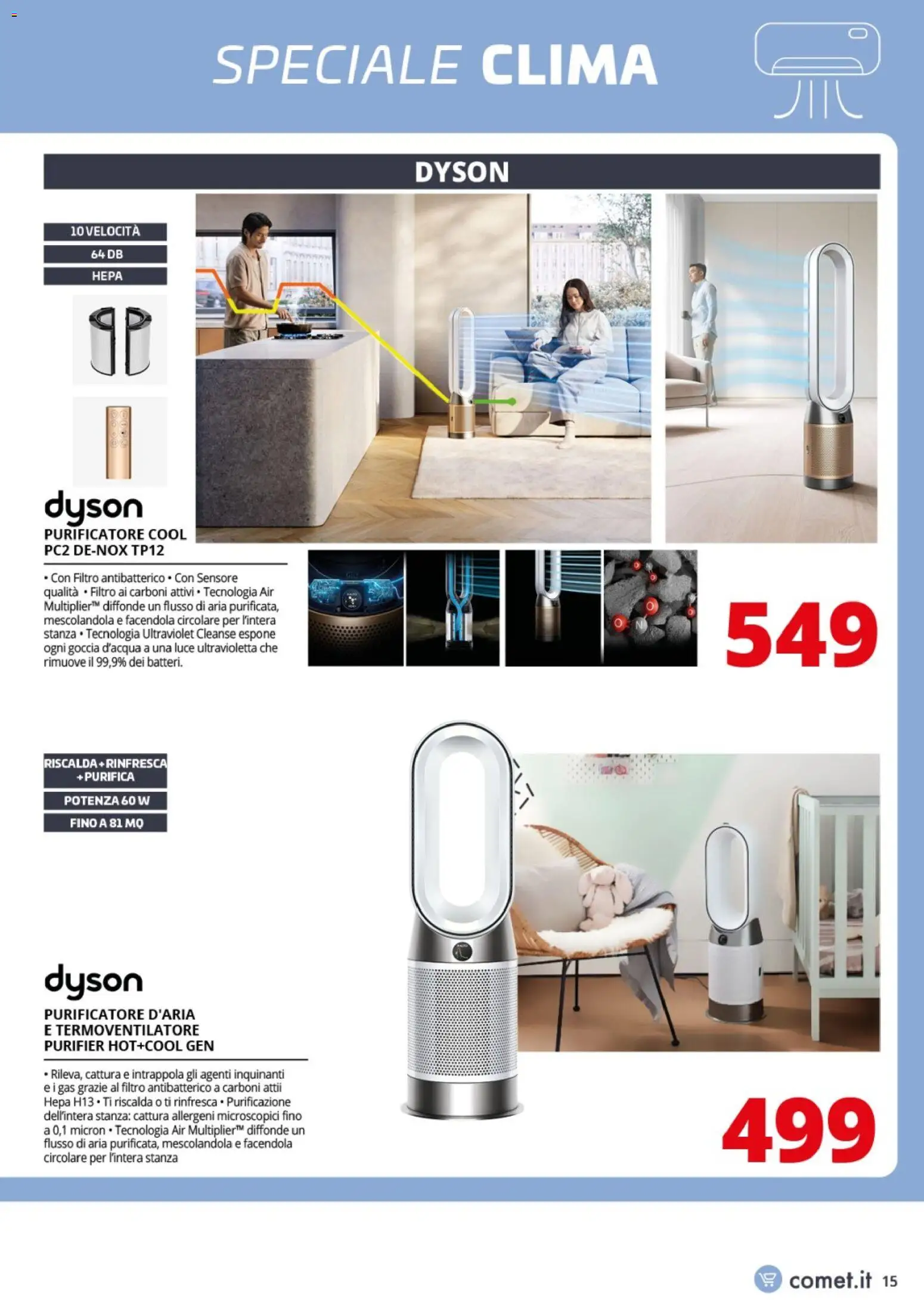 Volantino Comet del 09.06.2026 | Pagina: 15 | Prodotti: Purificatore d'aria, Dyson