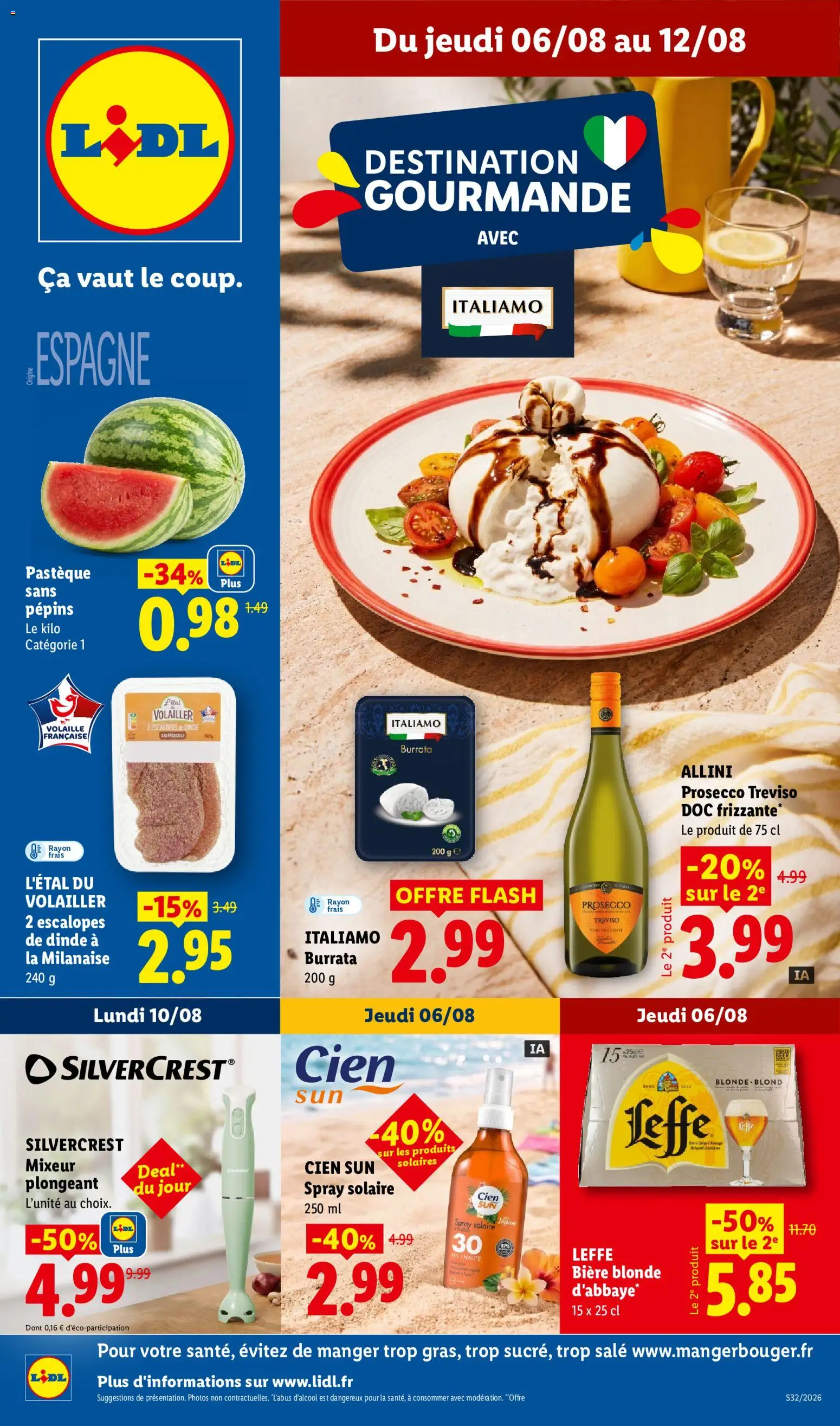 {H1} | Page: 1 | Produits: Mixeur plongeant, Pastèque, Escalopes, Burrata