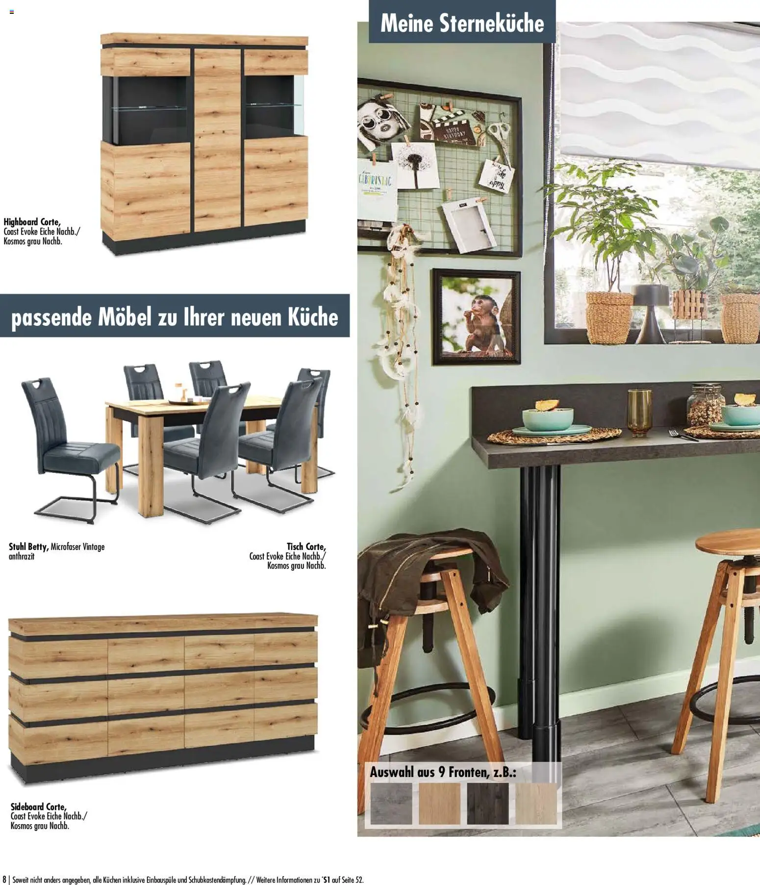 SB Möbel Boss Küchenkatalog 2026 – gültig ab 09.04.2026 | Seite: 8 | Produkte: Sideboard, Tisch, Stuhl, Kuchen