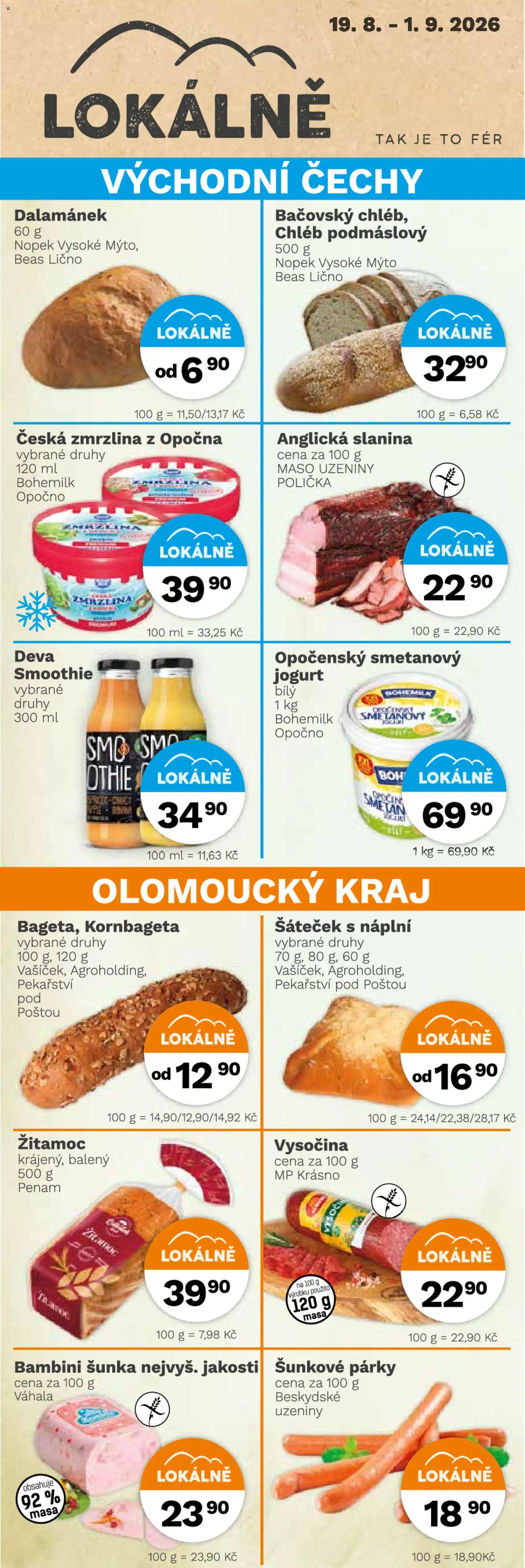 Konzum leták od 19.08.2026 | Strana: 2 | Produkty: Jogurt, Párky, Zmrzlina, Anglická slanina