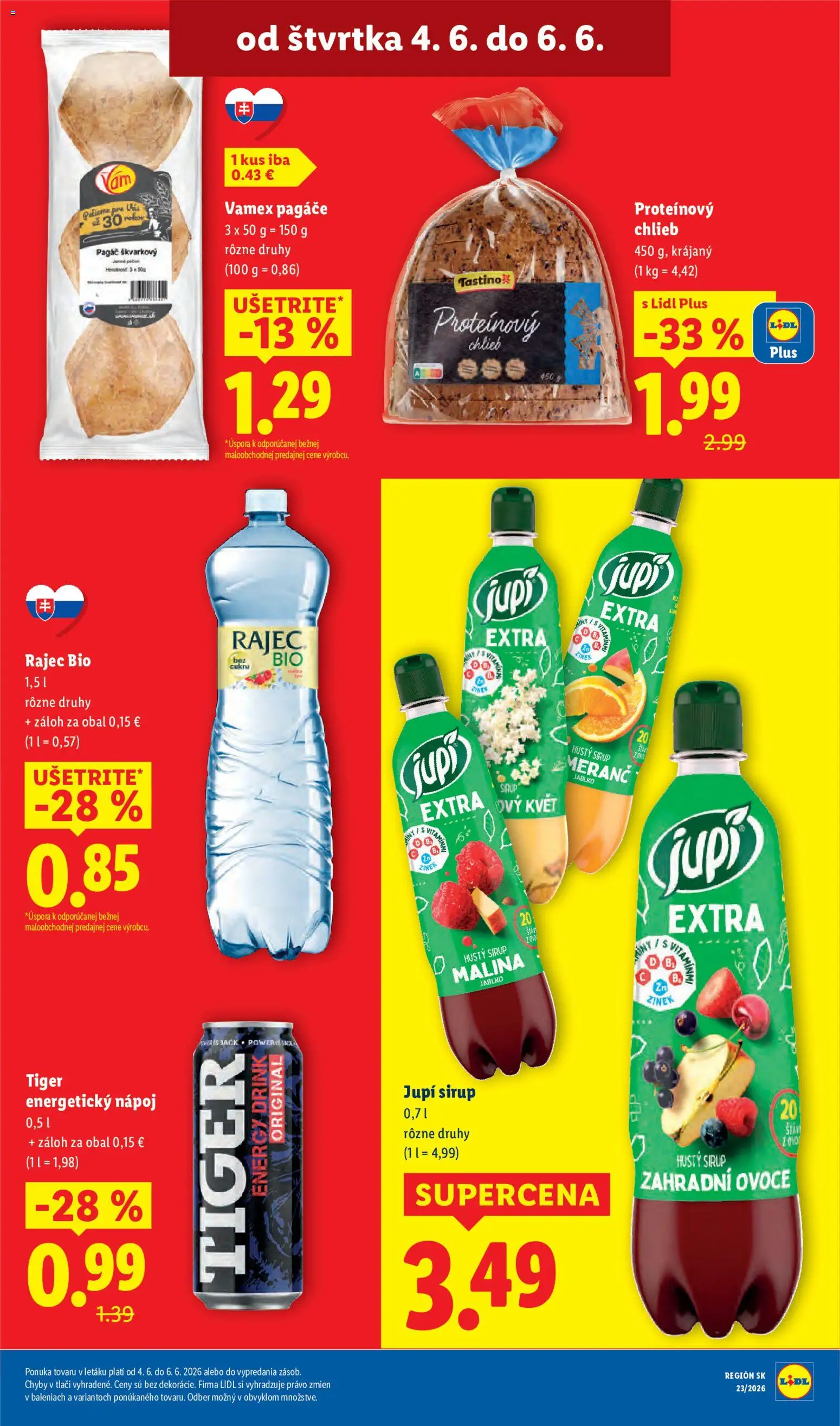 Nové Lidl akcie – leták je platný od 01.06.2026 | Strana: 77 | Produkty: Chlieb, Proteínový chlieb, Rajec, Energetický nápoj