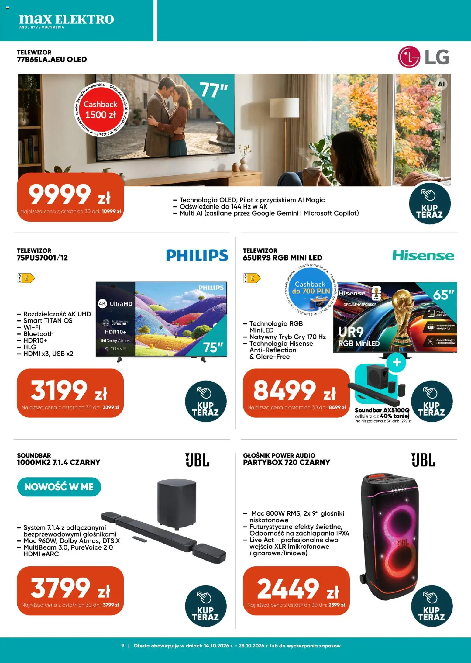 Max elektro gazetka od 14.10.2026 | Strona: 9 | Produkty: Audio, USB, Gry, Soundbar