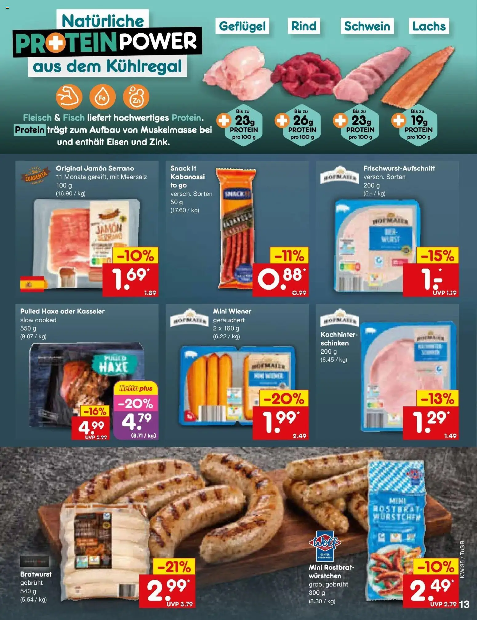 Netto Marken-Discount Prospekt Sindelfingen (ab 24.08.2026) » Angebote | Seite: 19 | Produkte: Bratwurst, Fisch, Lachs, Fleisch