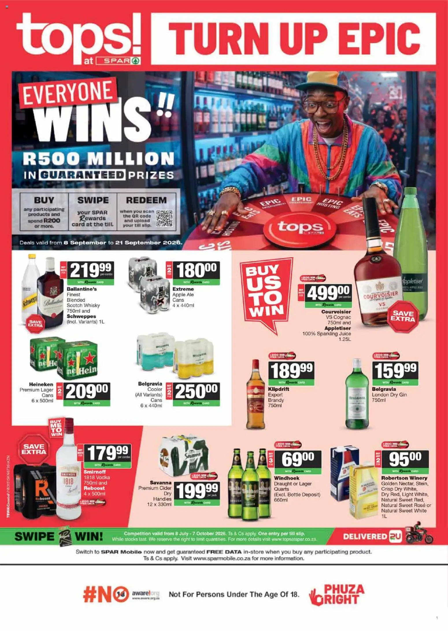 New Tops at Spar catalogue – valid from 08/09/2026 | Page: 1 | Products: Heineken, Cider, Light, Vodka