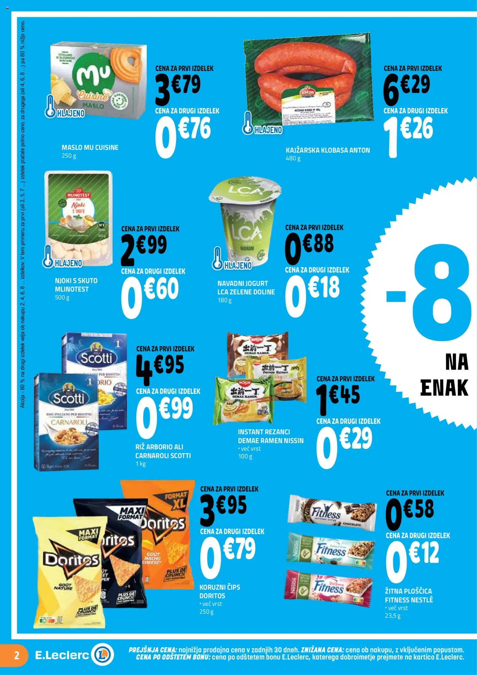 Novi E.leclerc katalog ponudbe – veljaven od 29.04.2026 | Stran: 2 | Izdelki: Rezanci, Njoki, Riz, Cips
