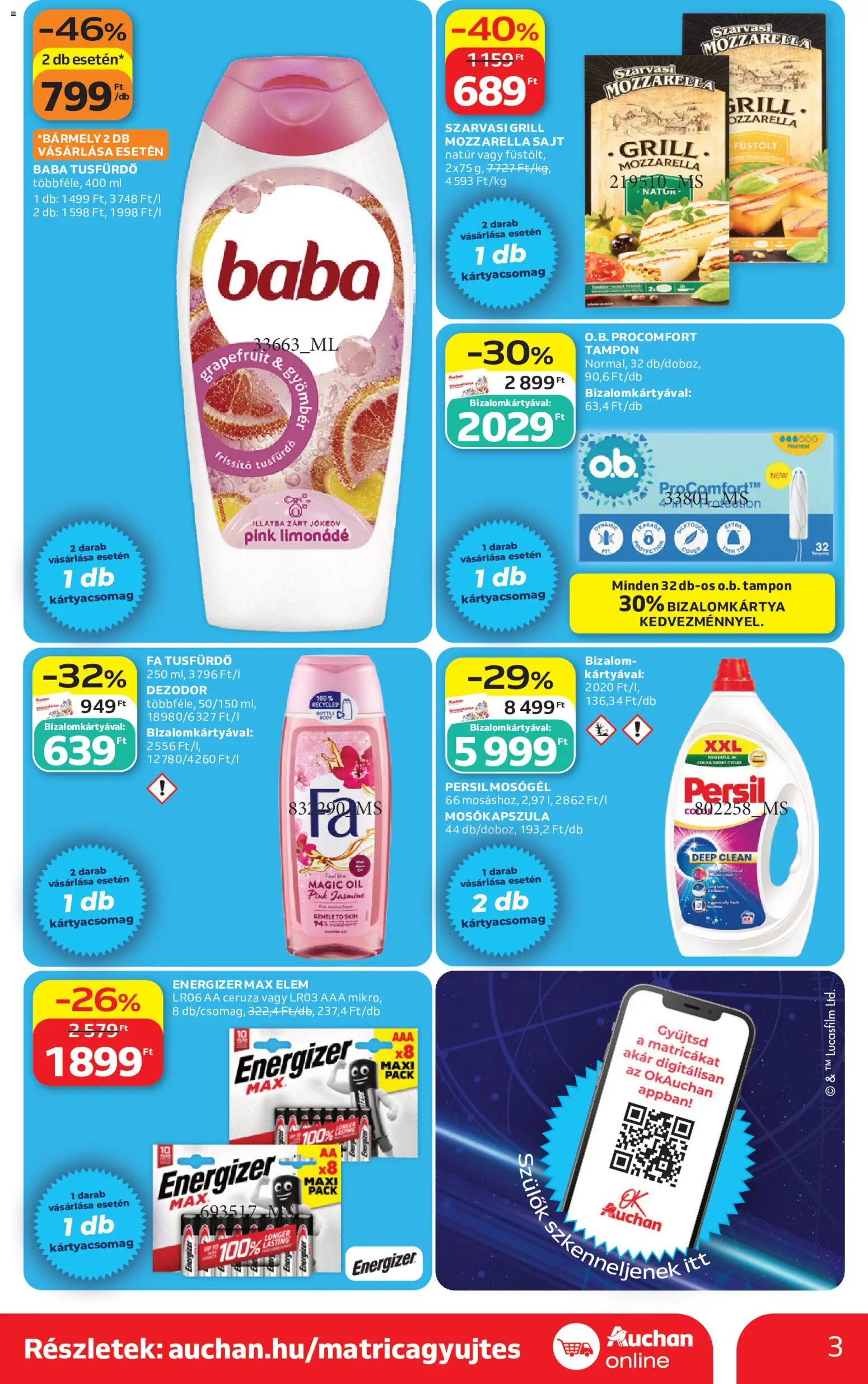 Auchan akciós ujság - amely érvényes a következő dátumtól: 28.05.2026 | Oldal: 3 | Termékek: Grill, Mosógél, Limonádé, Sajt