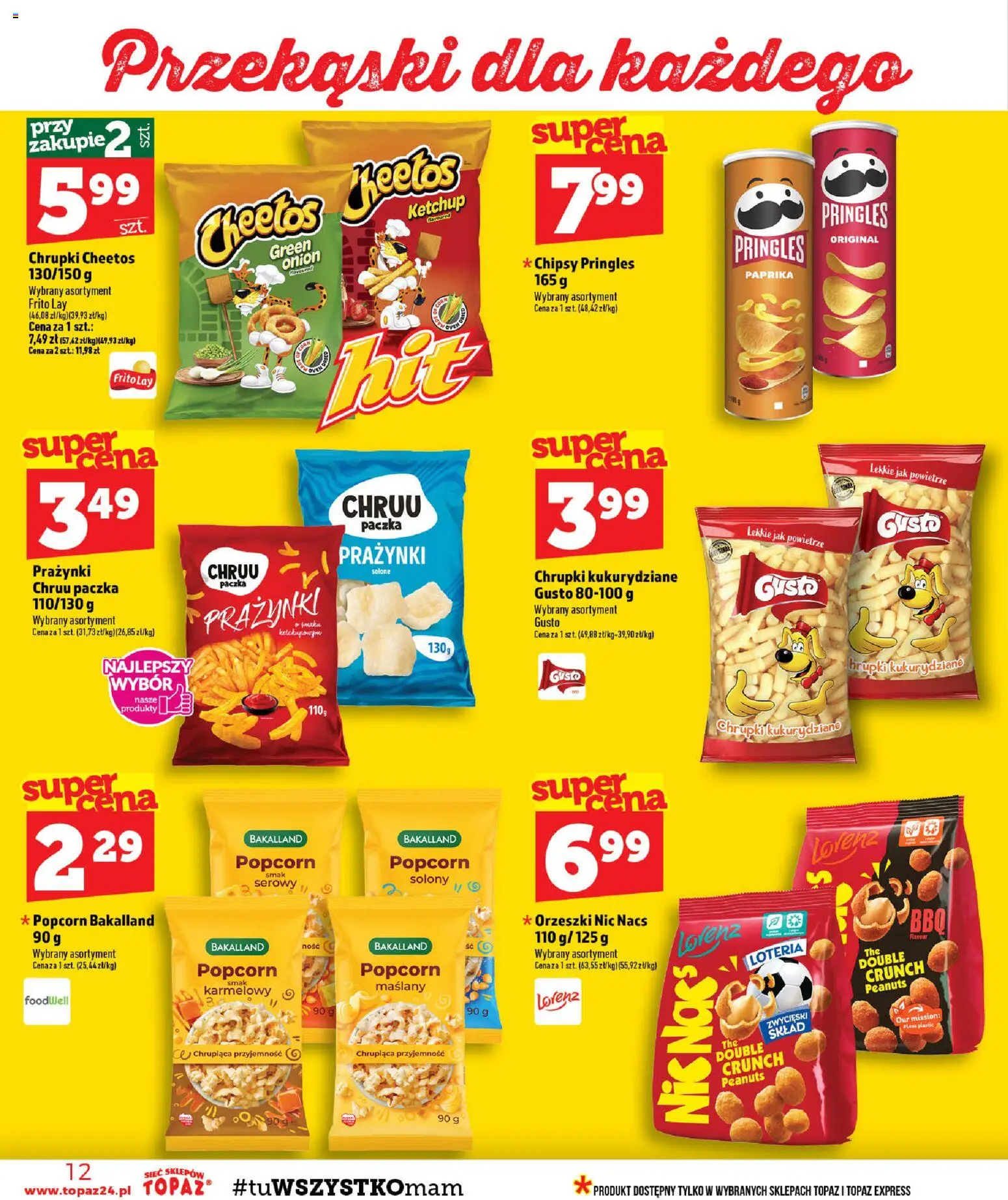 Topaz gazetka - MAZ od 03.09.2026 | Strona: 12 | Produkty: Chipsy, Przekąski, Chrupki, Orzeszki