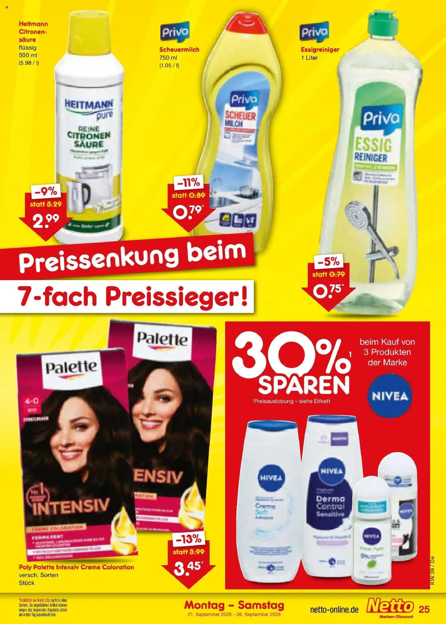Netto Marken-Discount Prospekt Stuttgart – gültig ab 21.09.2026 | Seite: 37 | Produkte: Milch, Essig, Creme